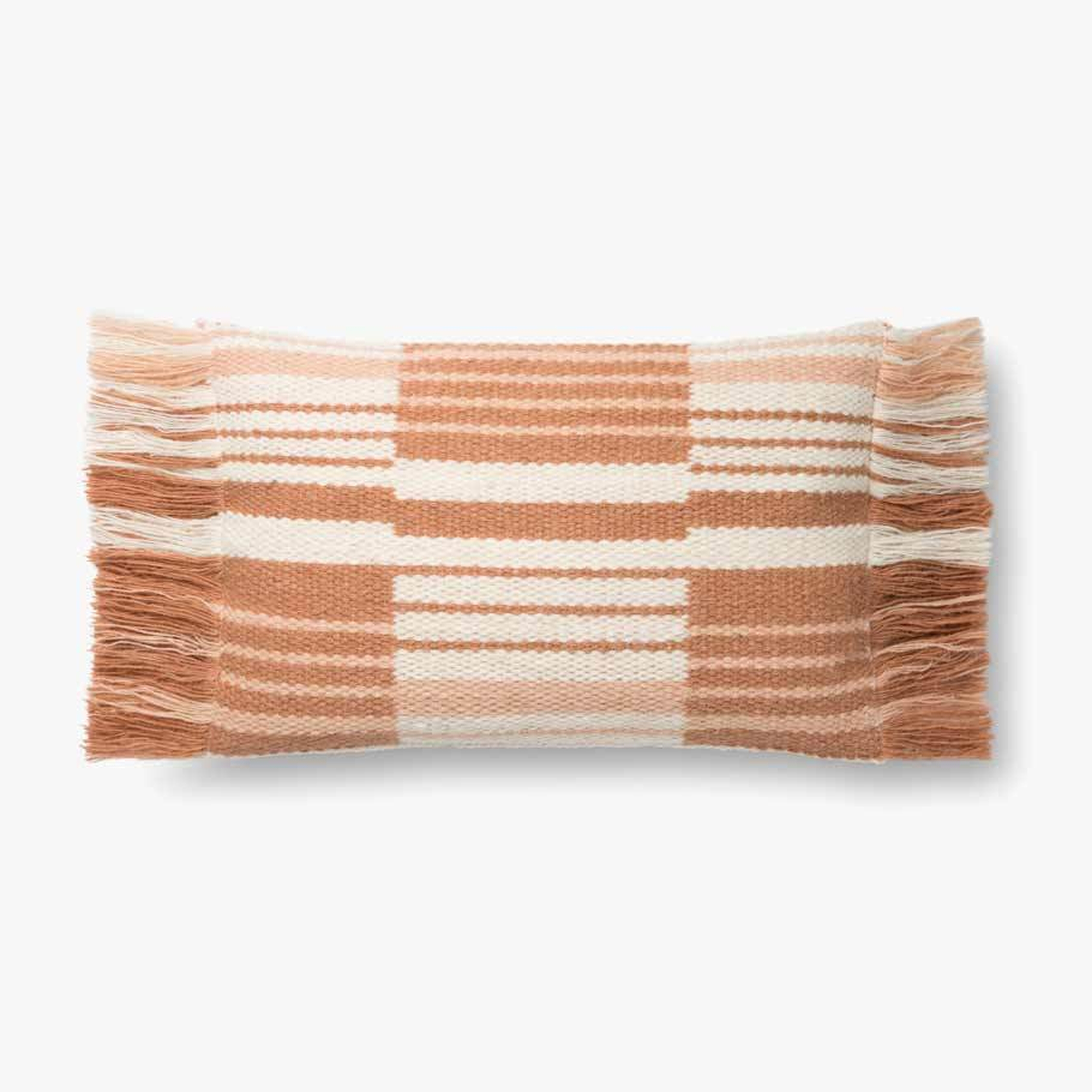Magnolia Home by Joanna Gaines PILLOWS P1129 TERRACOTTA / IVORY 13" x 21" Cover w/Down - Magnolia Home by Joana Gaines Crafted by Loloi Rugs