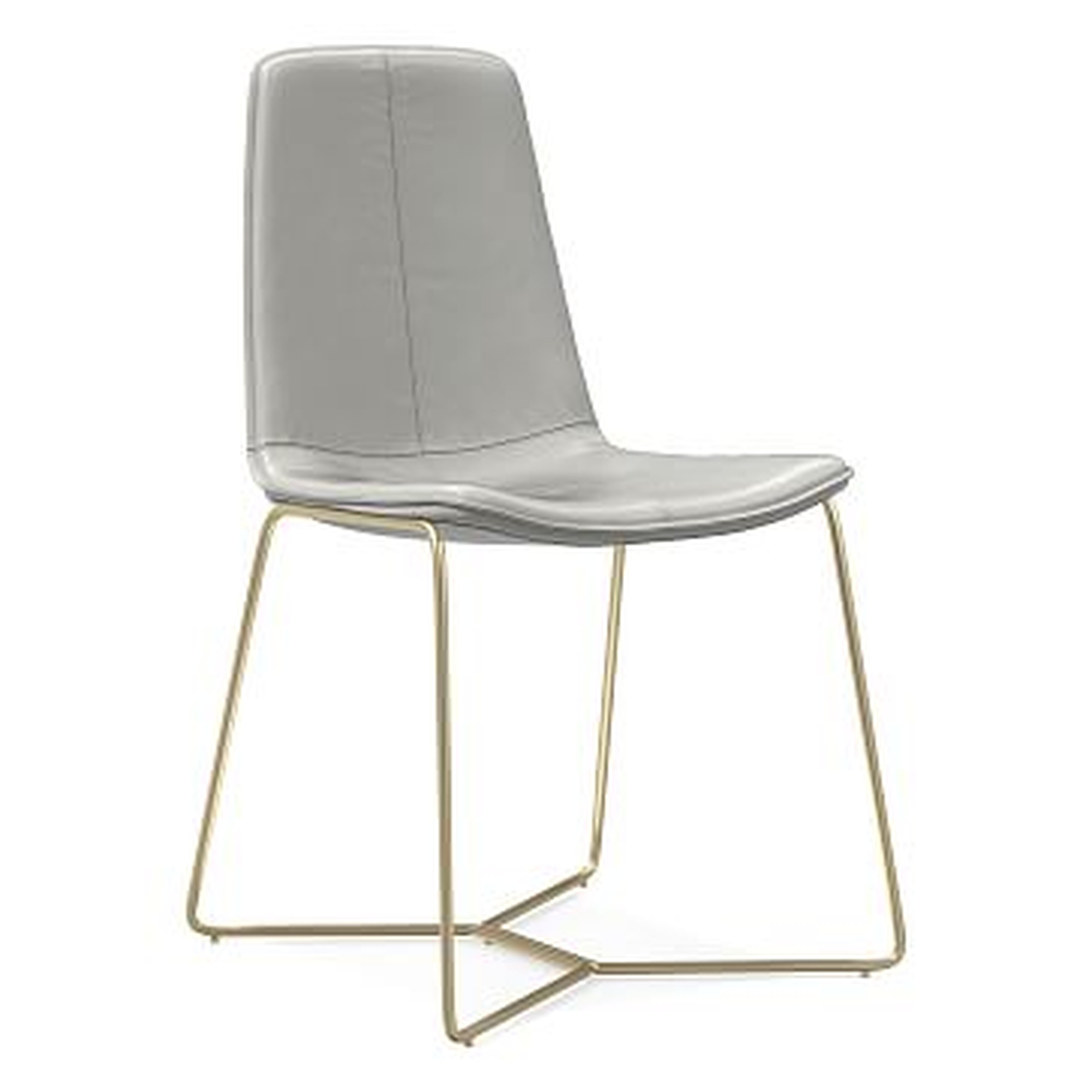 Slope Dining Chair, Parc Leather, Cement, Light Bronze - West Elm