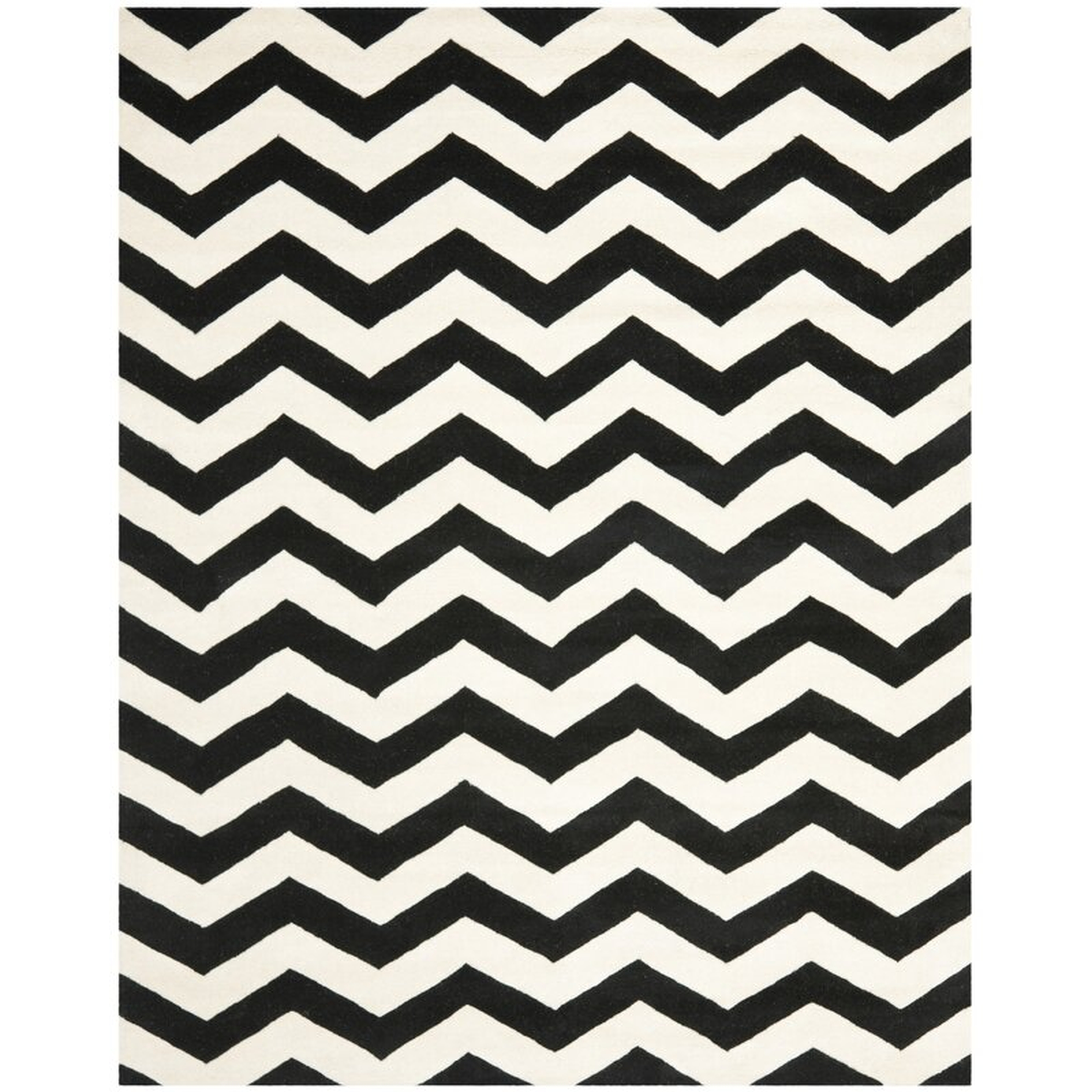 Ellicott Chevron Handmade Tufted Wool Ivory/Black Area Rug - Wayfair