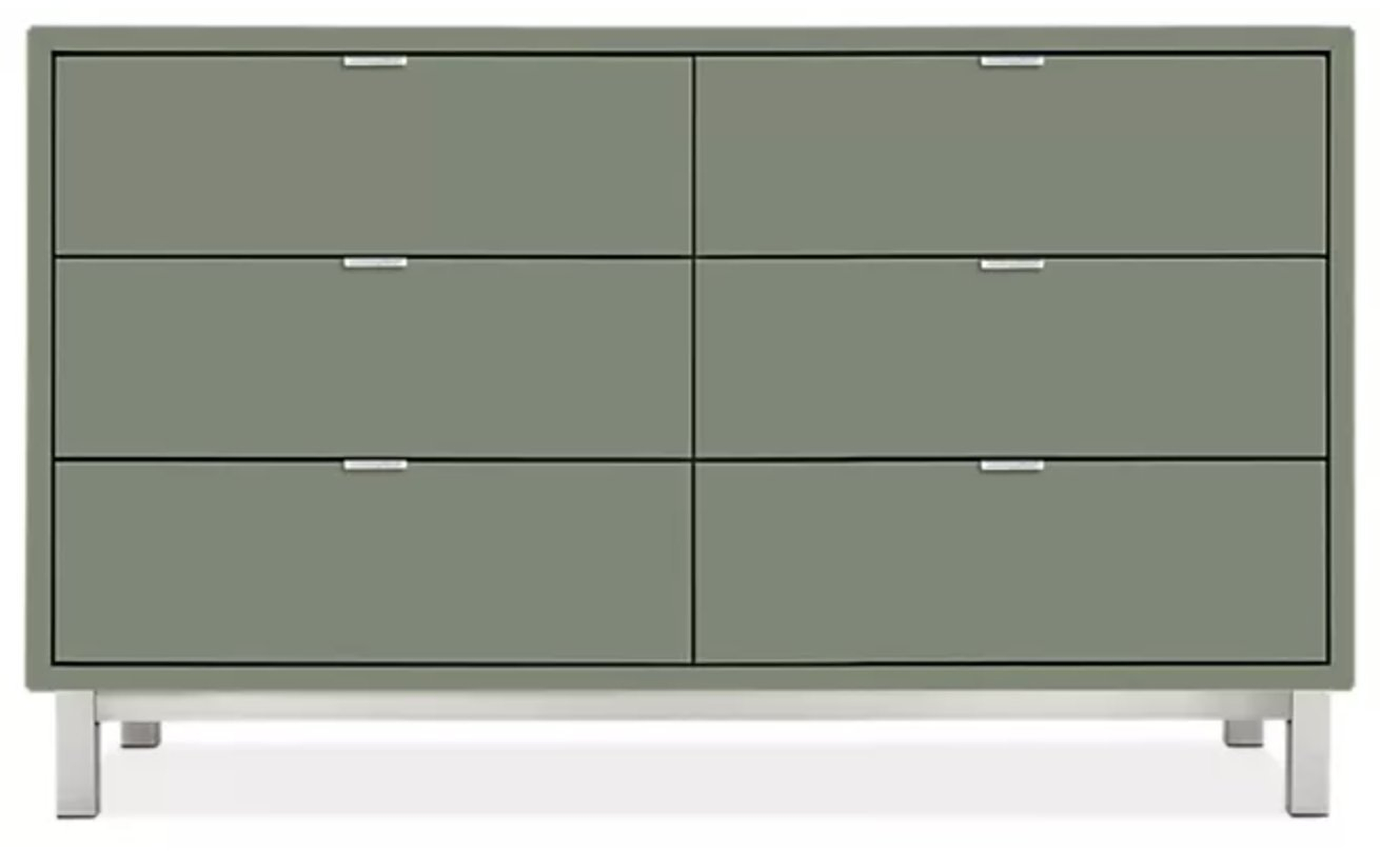 Copenhagen Dresser 6 Drawer - Sage, Stainless Steel Base, Aluminium Hardware - Room & Board