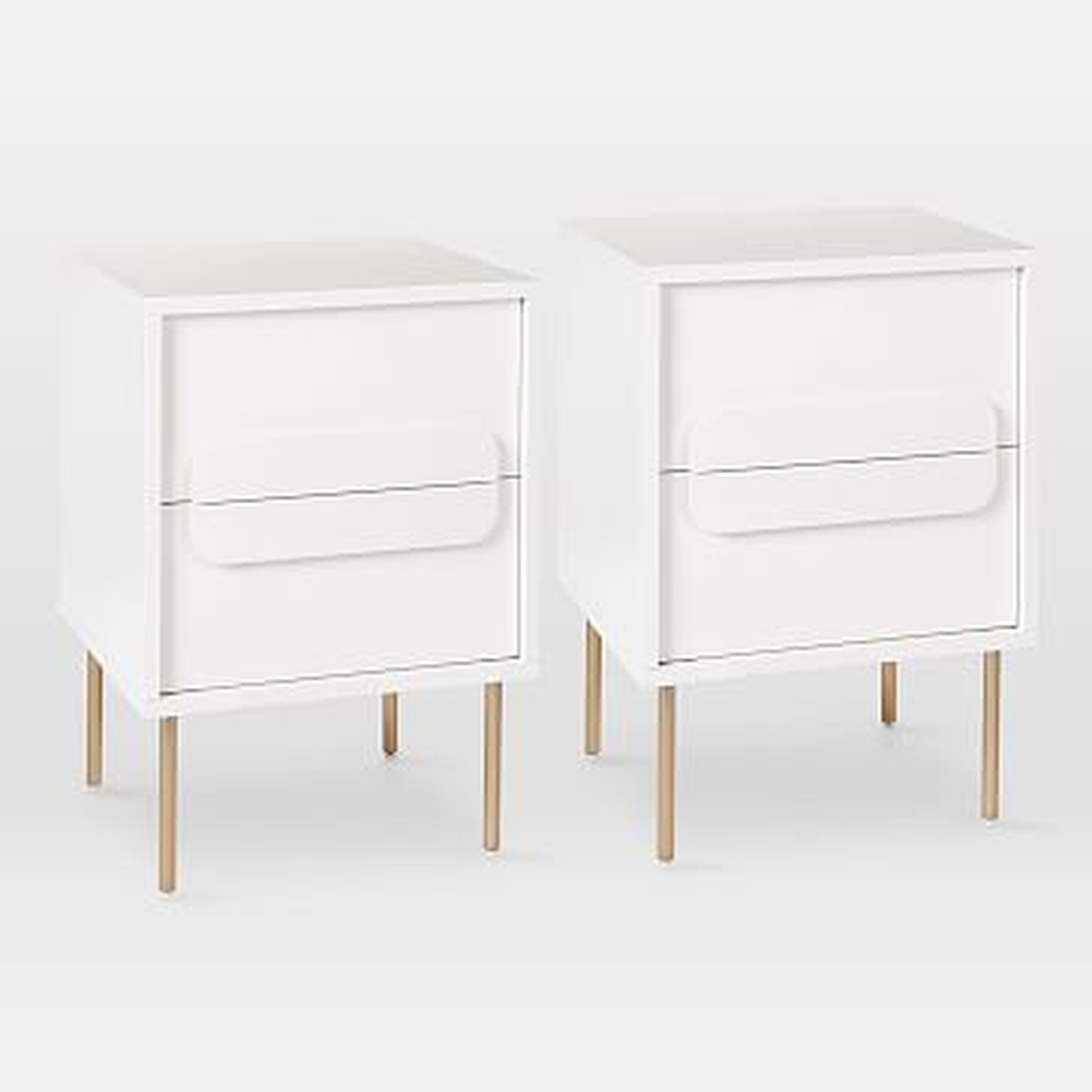 Gemini Nightstand, White Lacquer, Set of 2 - West Elm