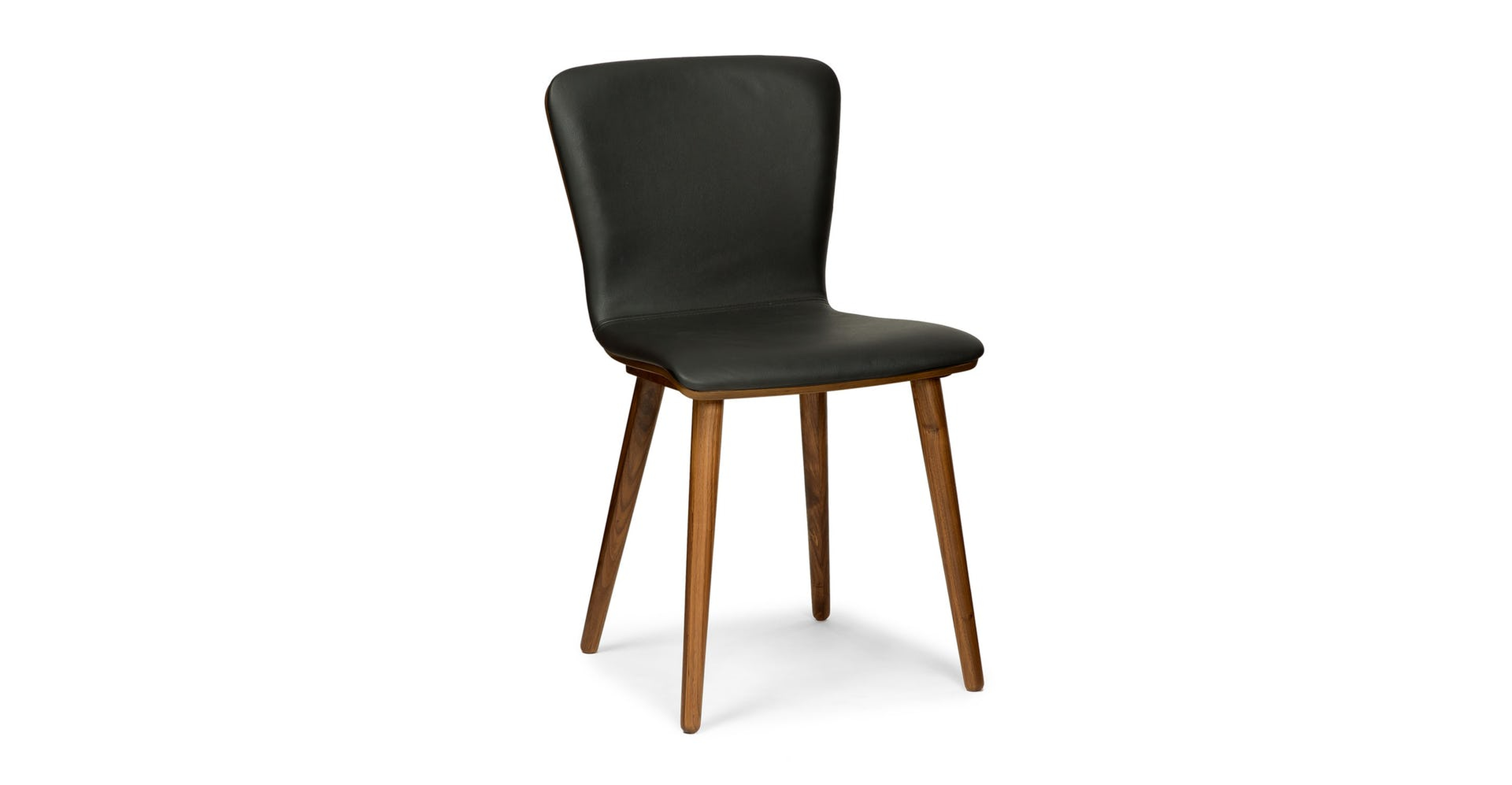 Sede Black Leather Walnut Dining Chair - Article