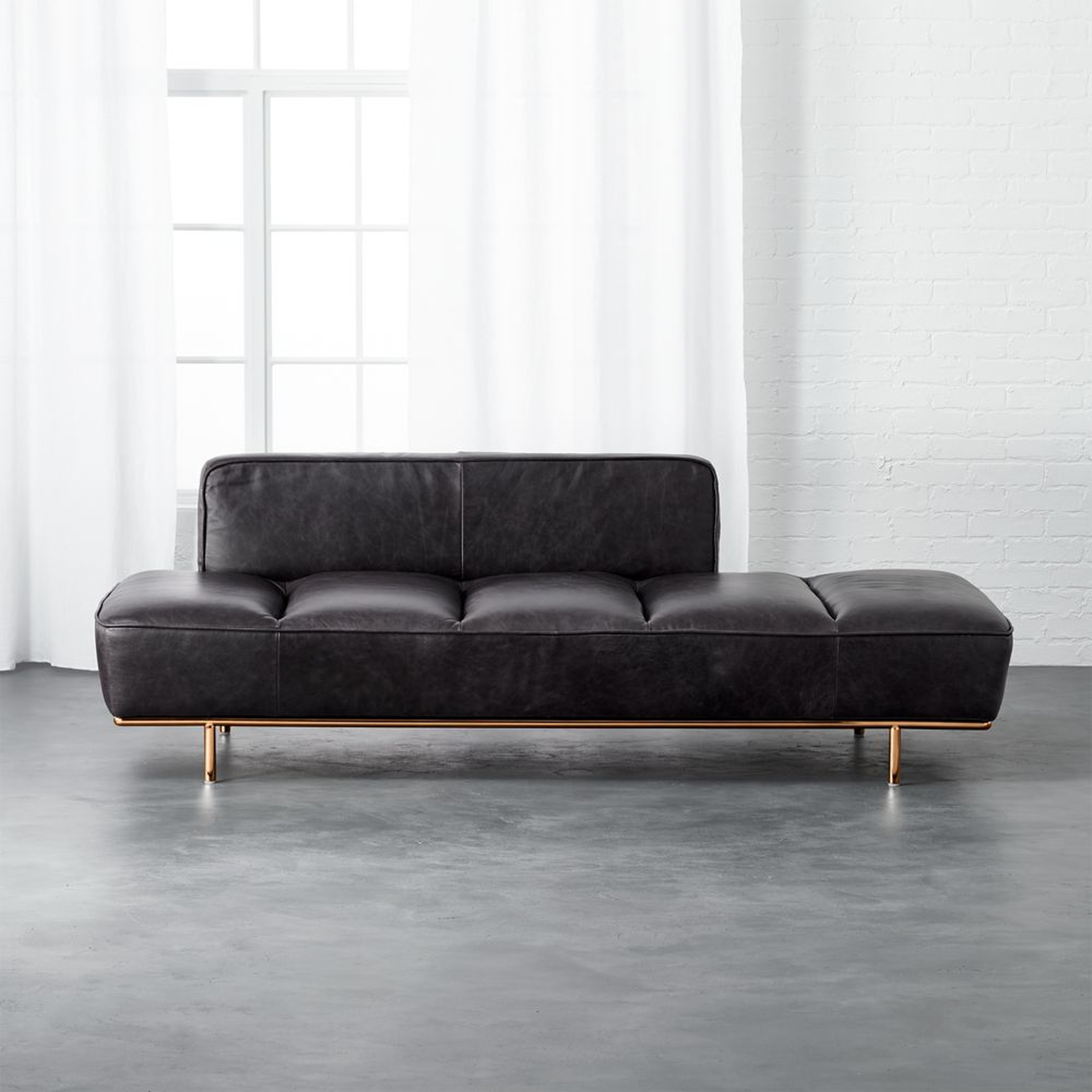 Lawndale Black Leather Daybed with Brass Base - CB2