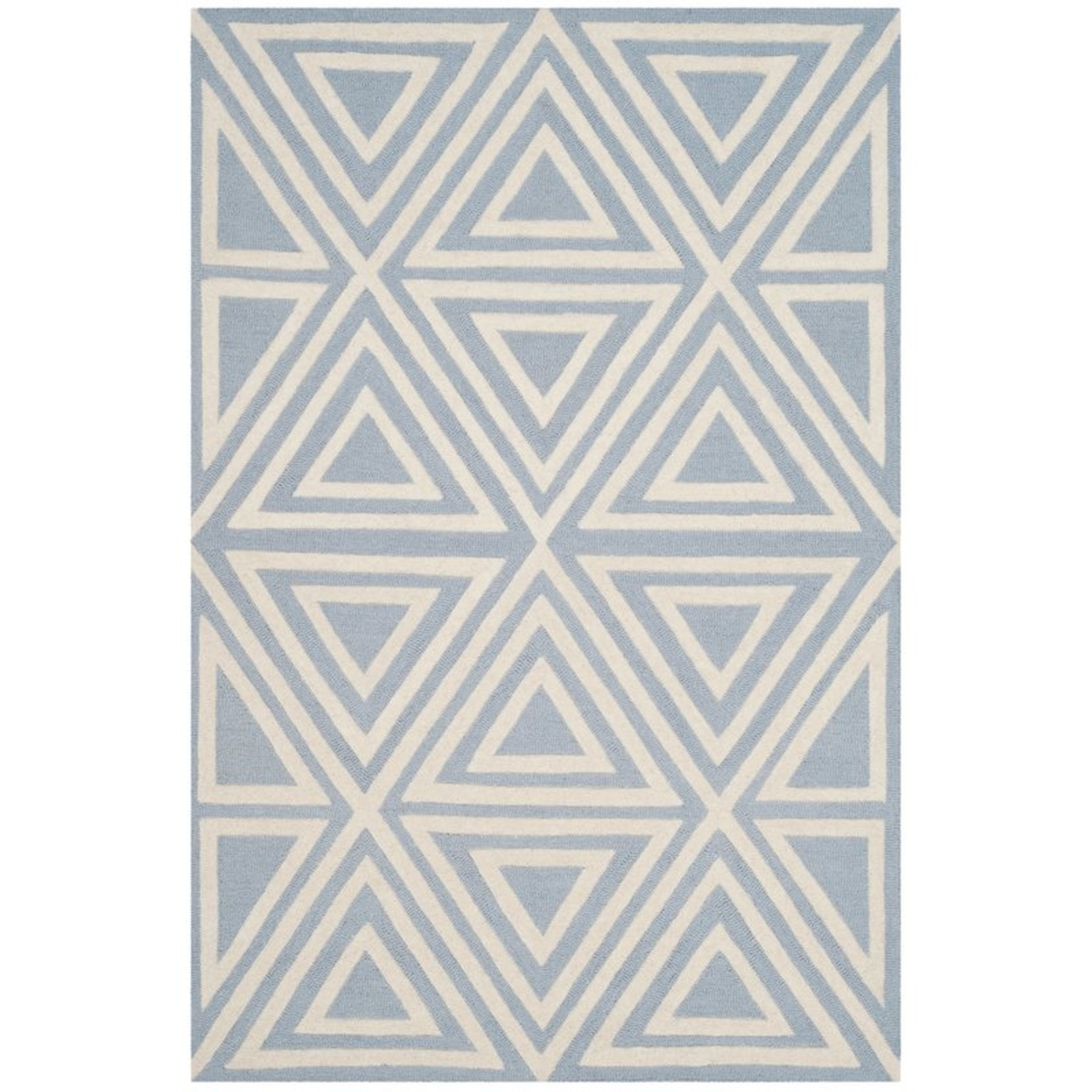 Brenner Hand-Tufted Wool Blue/White/Ivory Triangles Area Rug - Wayfair