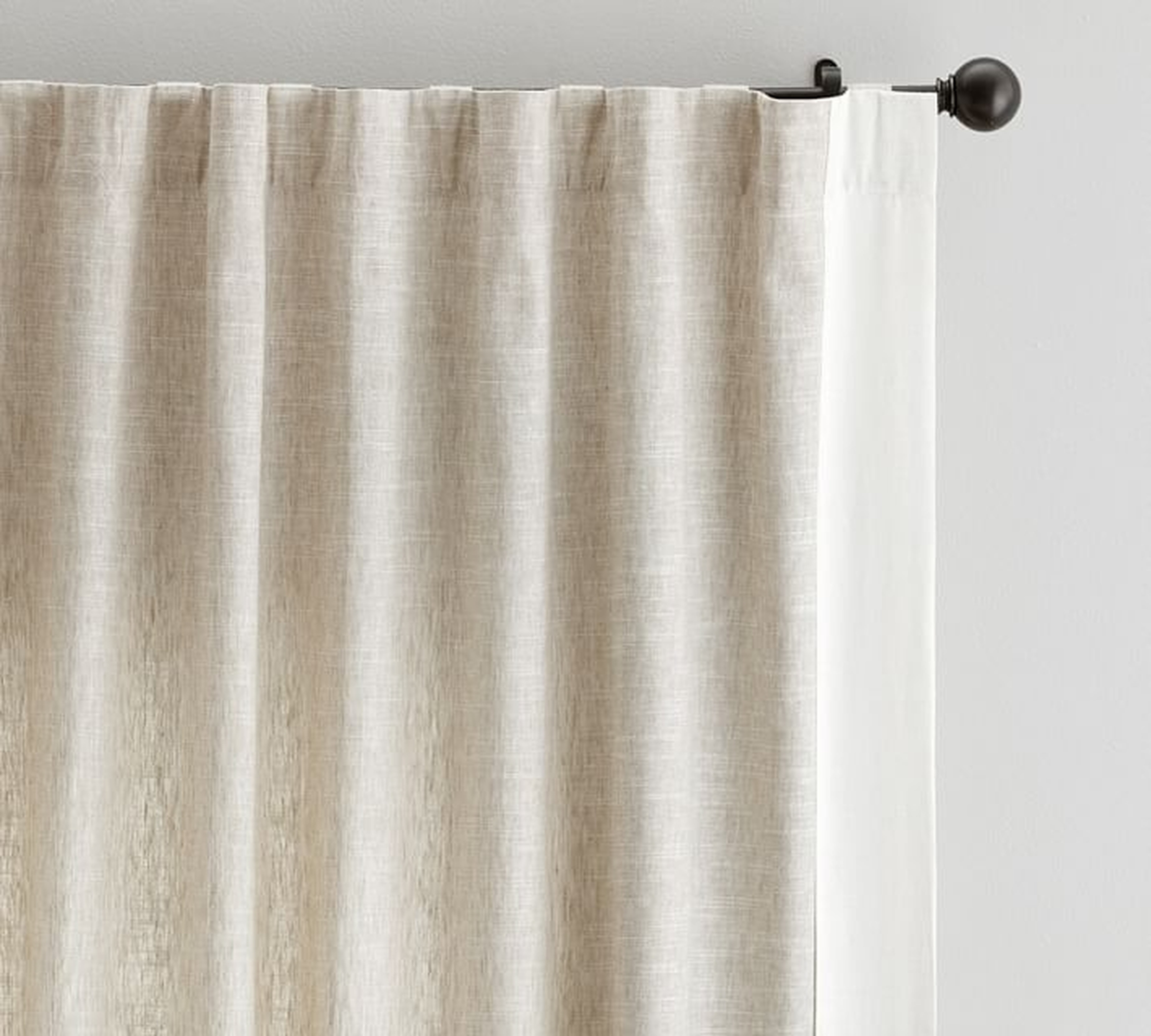 Emery Linen/Cotton Framed Border Rod Pocket Curtain - Oatmeal/Ivory - Pottery Barn