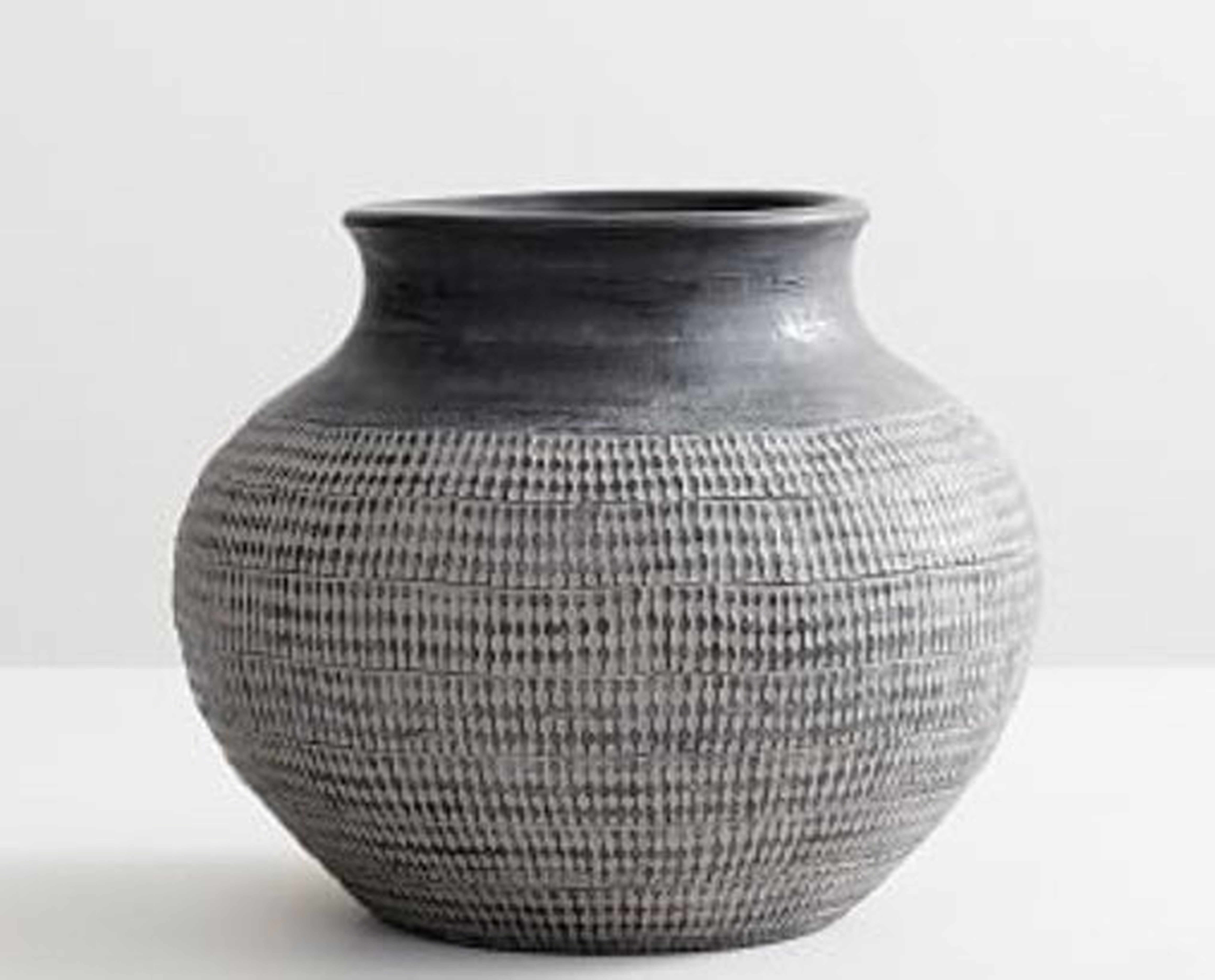 Fraiser Textured Black Ceramic Vase - Tall - Pottery Barn