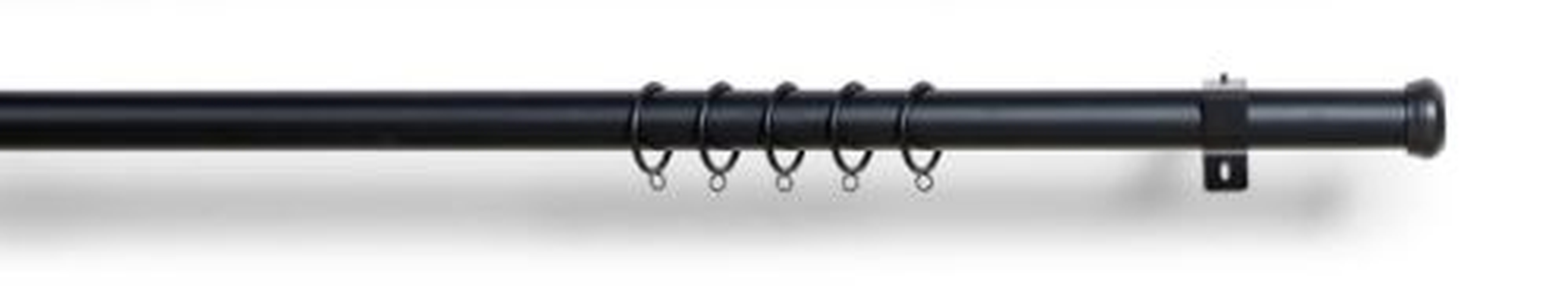 Black Adjustable Curtain Rod with Barrel Finial -36"-66" - No Rings - Set Type Single - Loom Decor