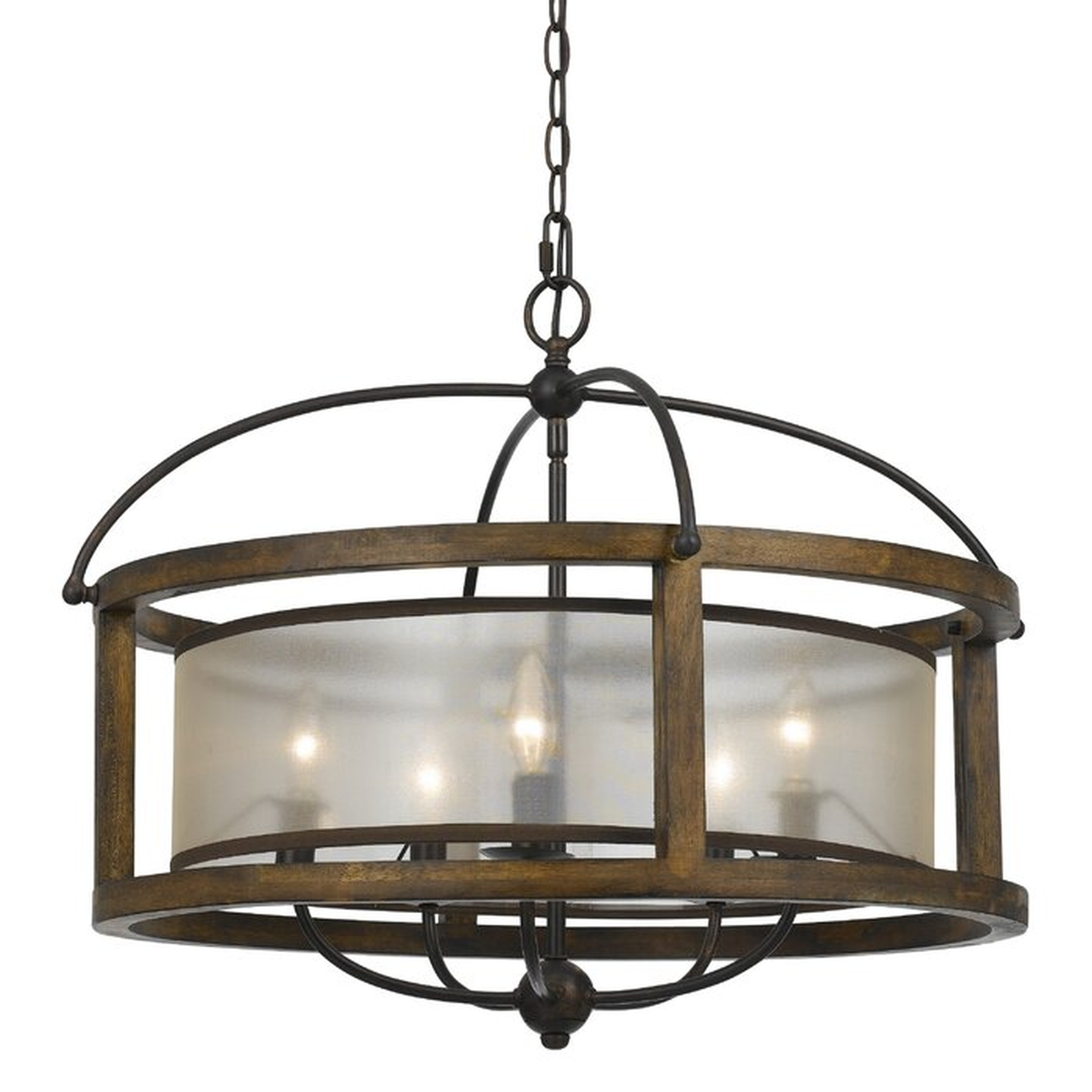 Aadhya 5 - Light Candle Style Drum Chandelier with Wood Accents - Birch Lane