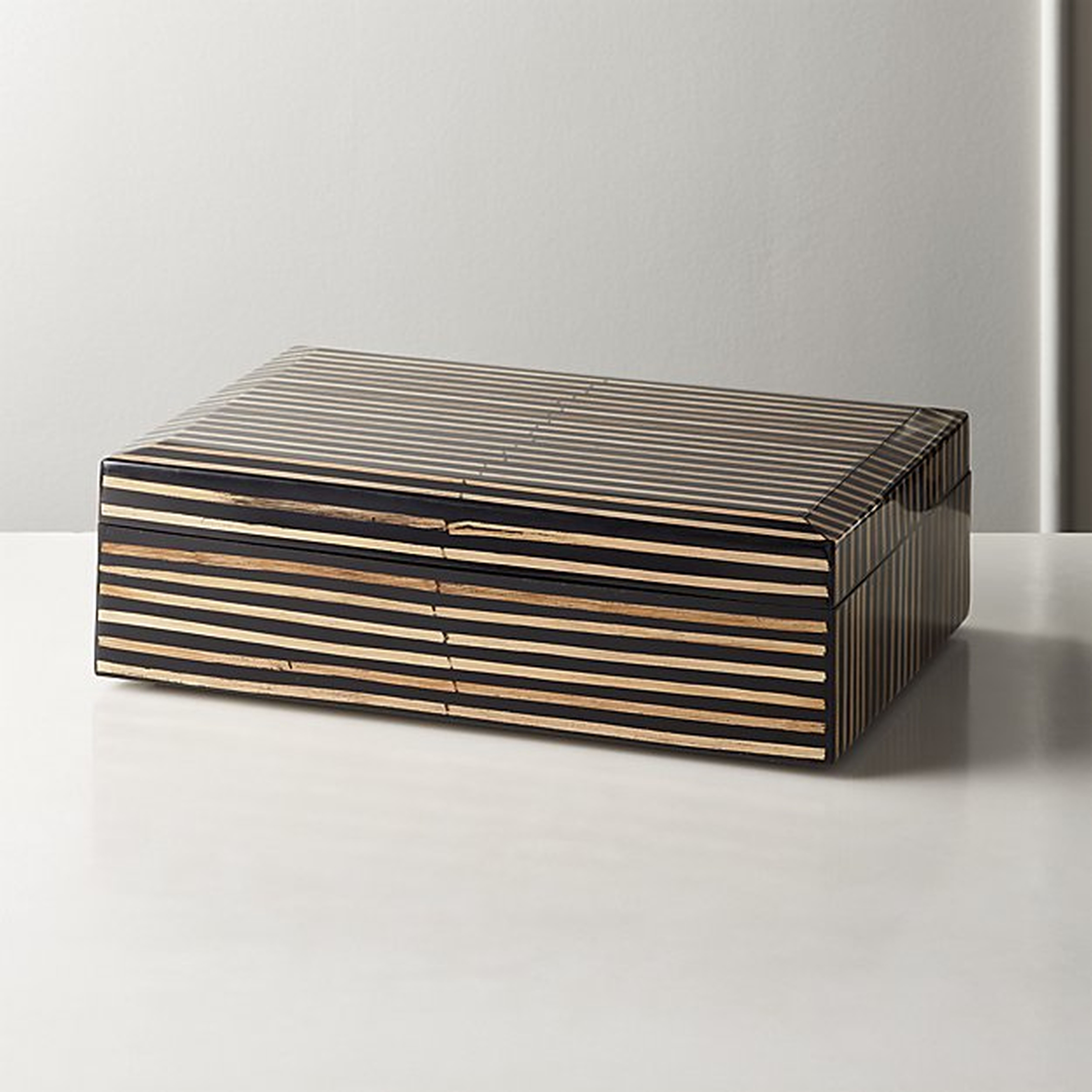 mar rattan striped box large - CB2