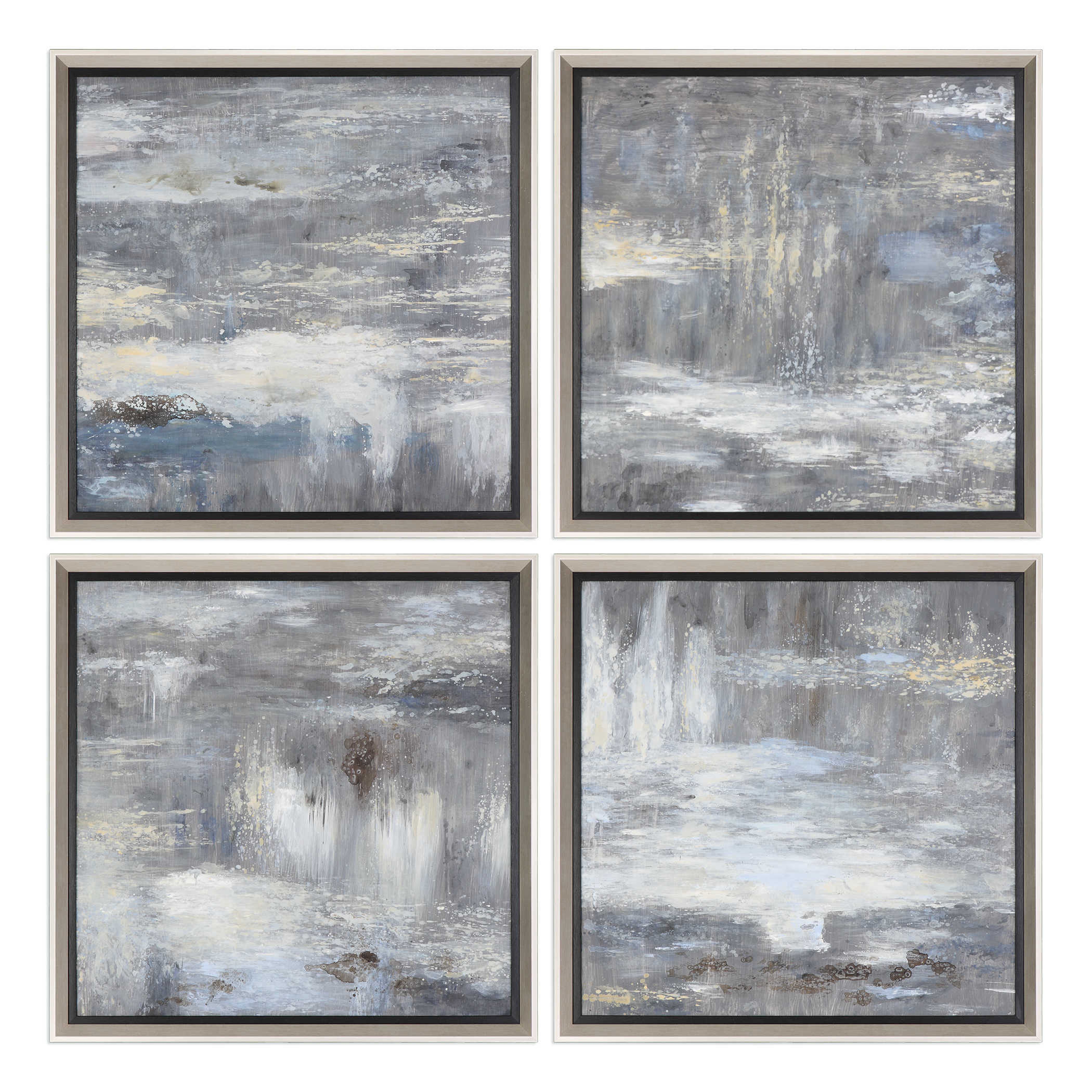 Shades of Gray Hand Painted Canvases, 33" x 33", Set of 4 - Hudsonhill Foundry