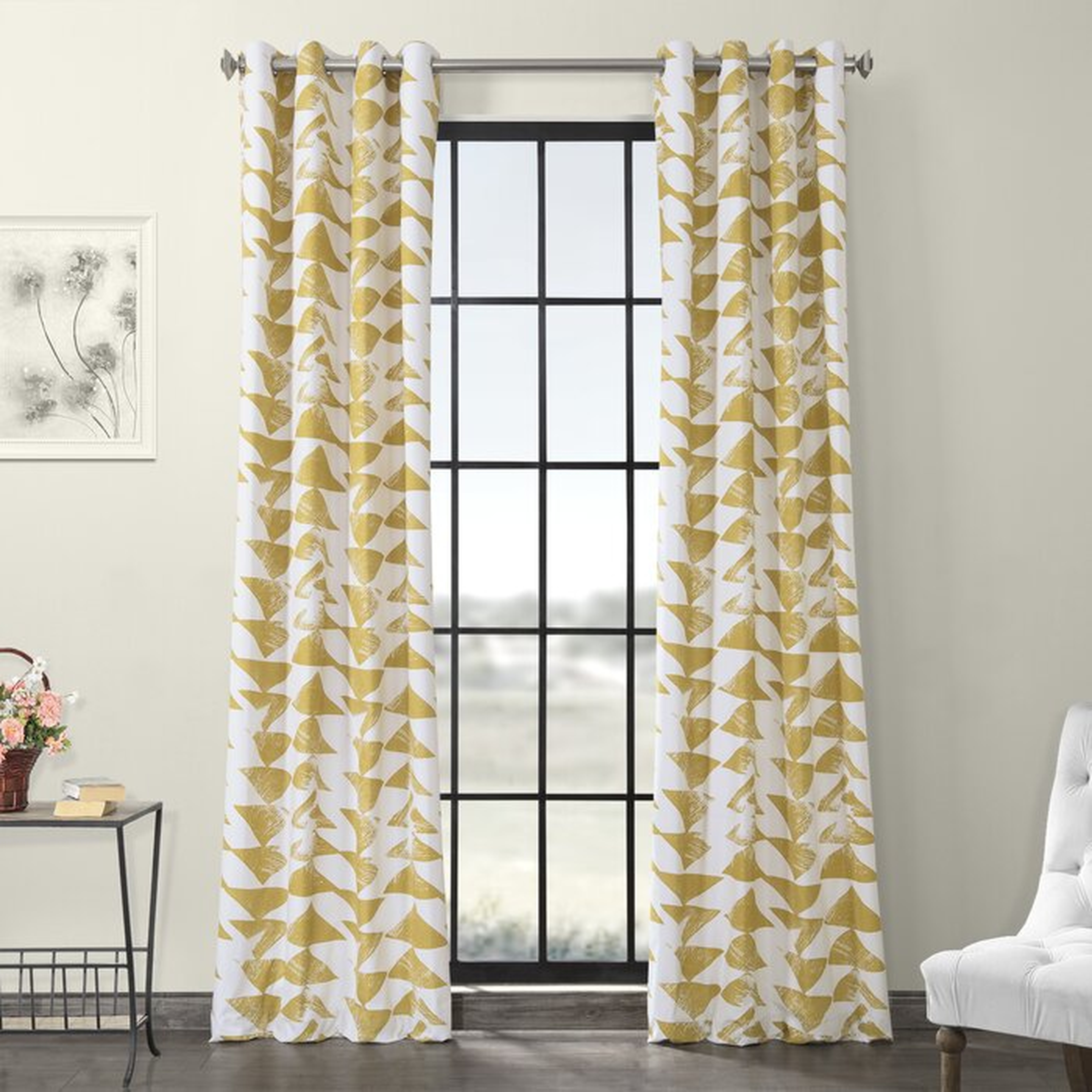 Burkeville 100% Cotton Geometric Room Darkening Grommet Single Curtain Panel - Wayfair