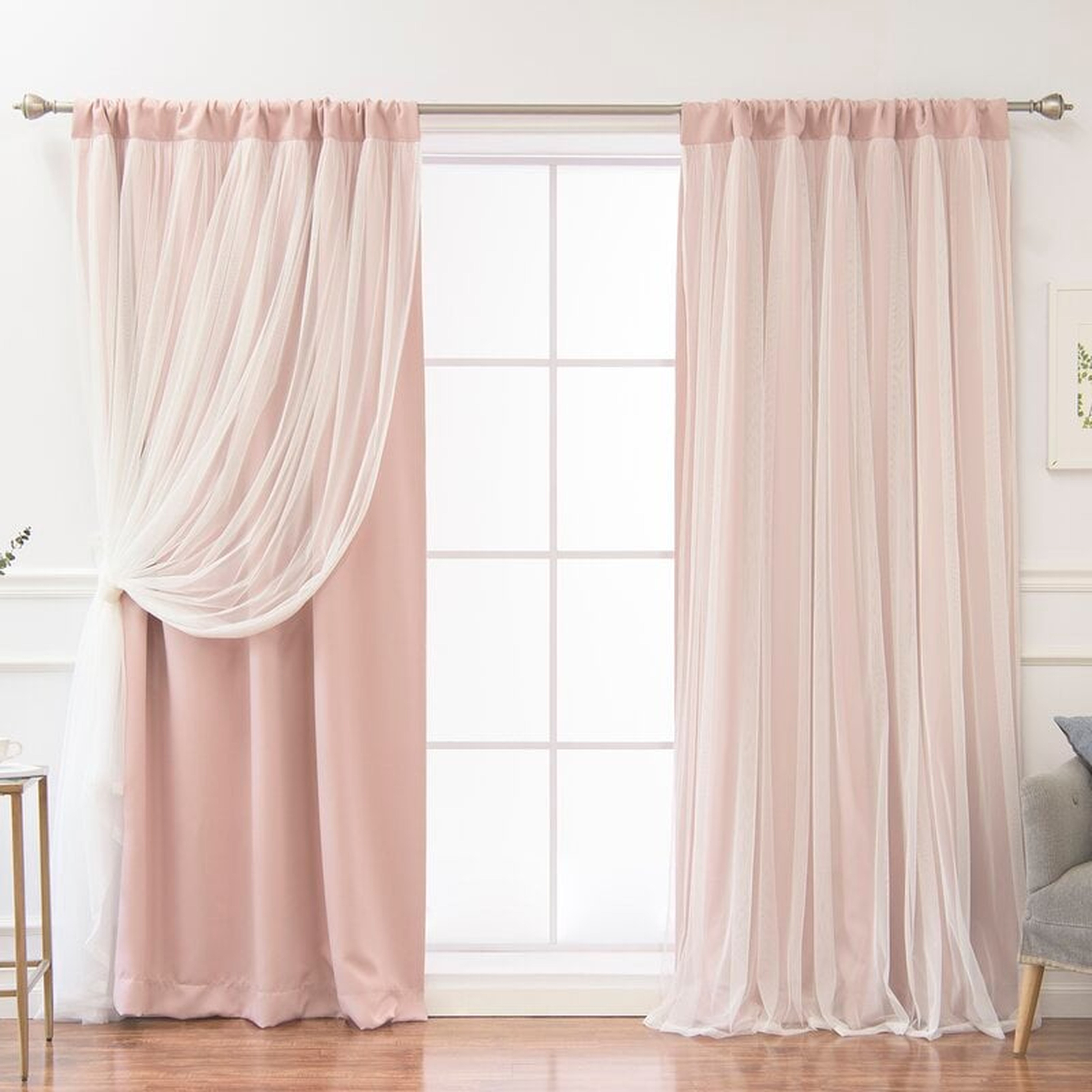 Harborcreek Solid Blackout Thermal Rod Pocket Curtains (Set of 2), Dusty Pink, 96" L - Wayfair