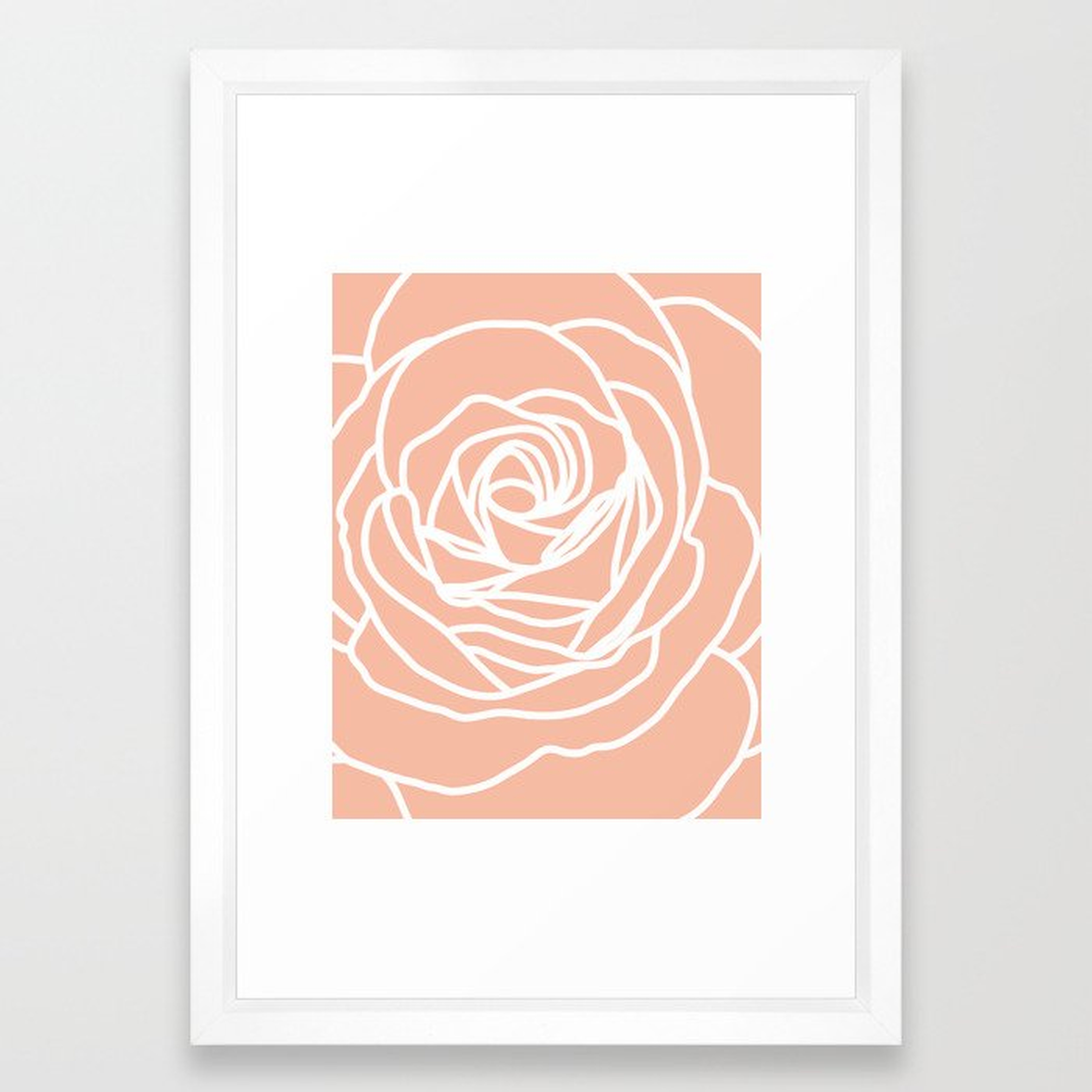 Peach Rose Framed Art Print - Society6