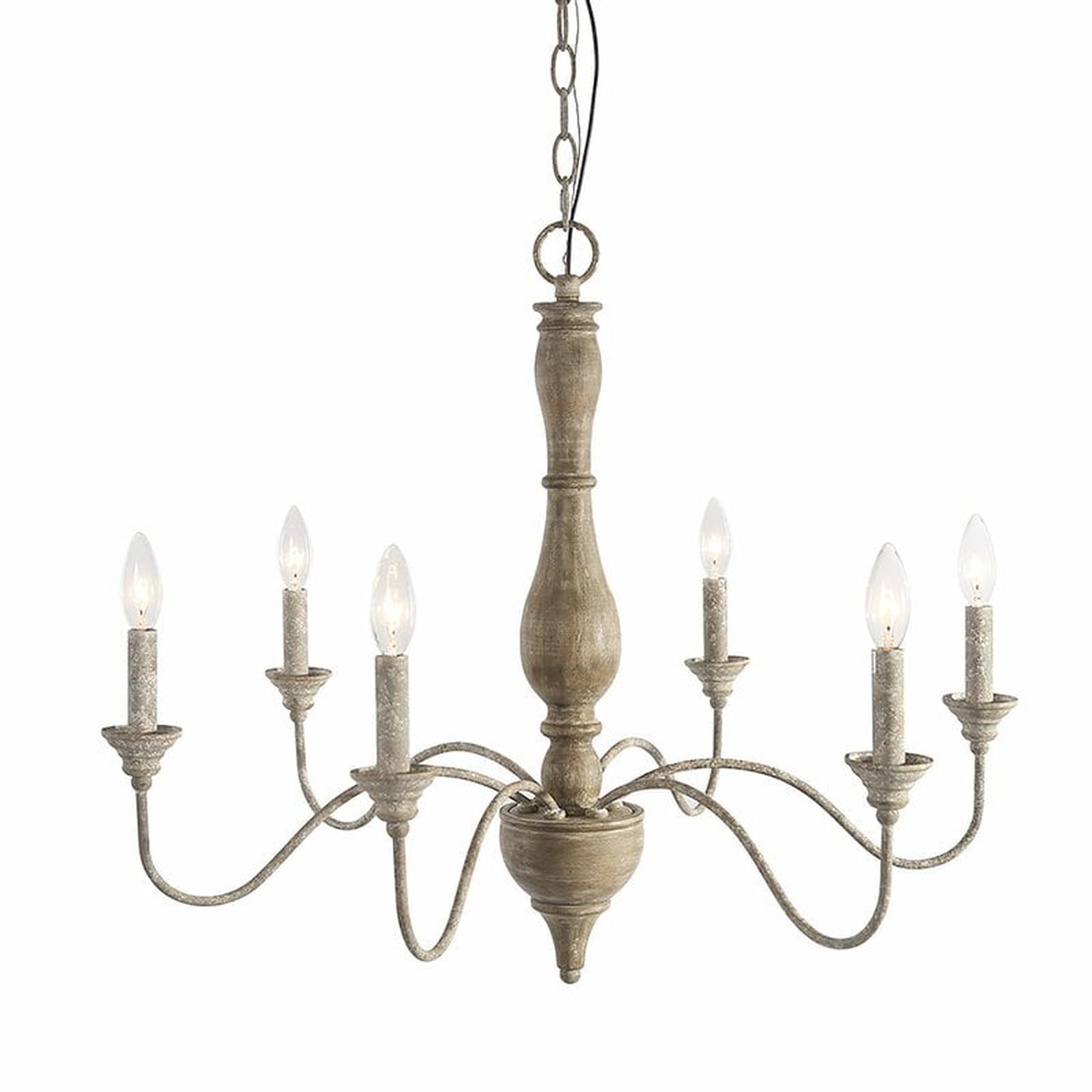 Tacoma 6 - Light Candle Style Classic / Traditional Chandelier with Wood Accents - Wayfair