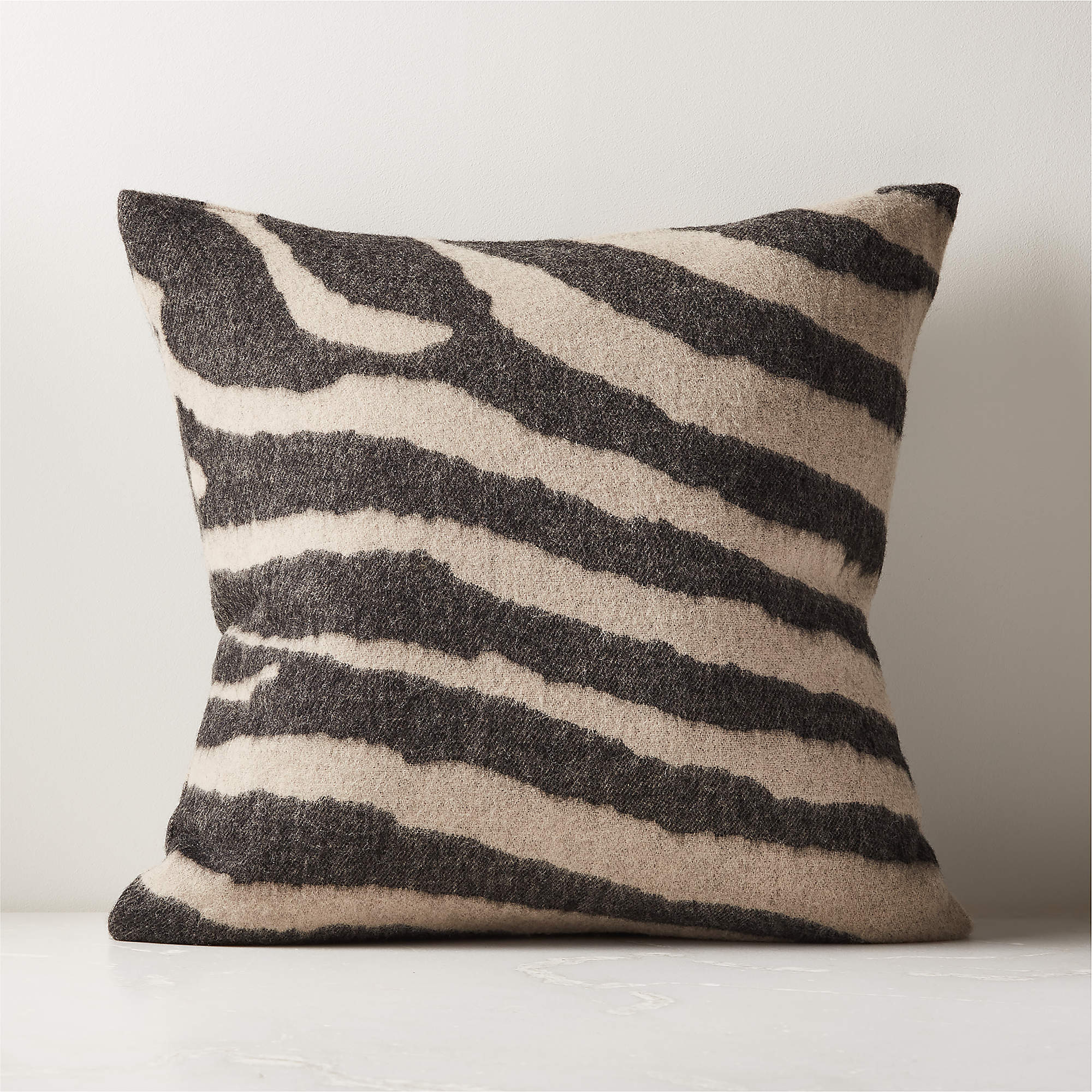 Jasira Tiger Print Wool Throw Pillow with Down-Alternative Insert 20" - CB2