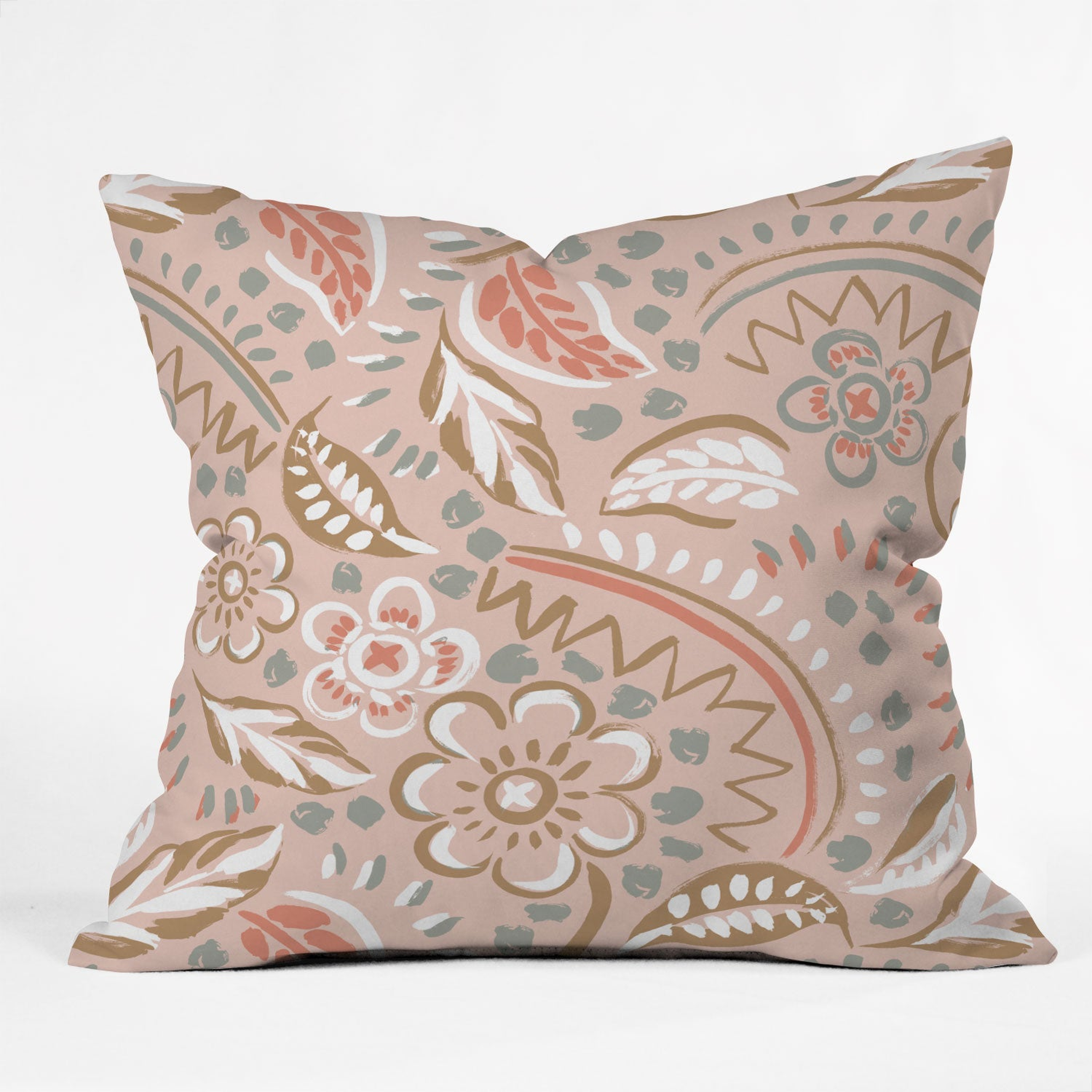 NATIVE FLORAL  BY GABRIELA FUENTE - Outdoor Throw Pillow 20" x 20" - Wander Print Co.