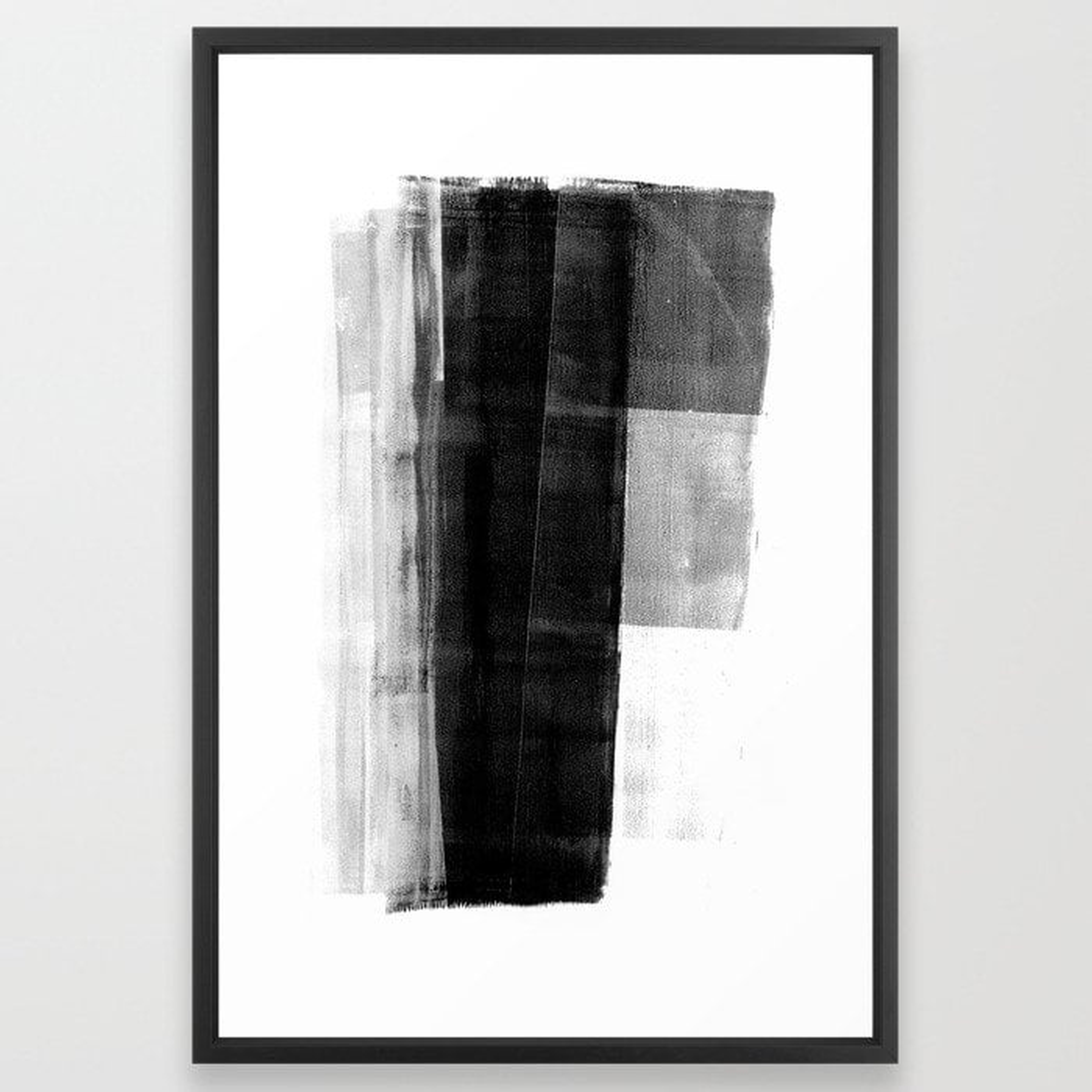 Monolith - Black and White Minimalist Abstract Monotype Framed Art Print - Society6