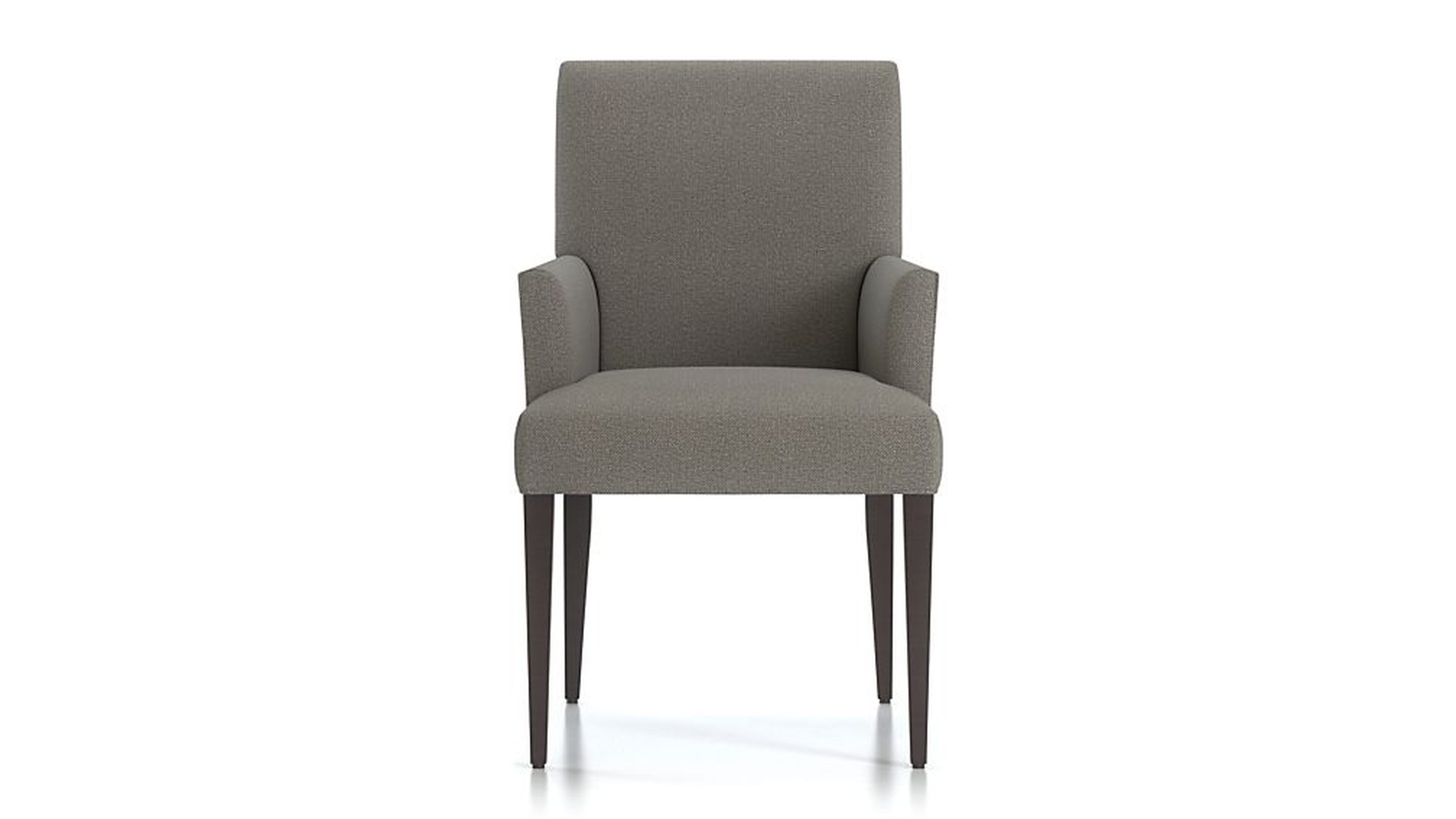 Miles Upholstered Dining Arm Chair - Tobias, Gravel - Crate and Barrel