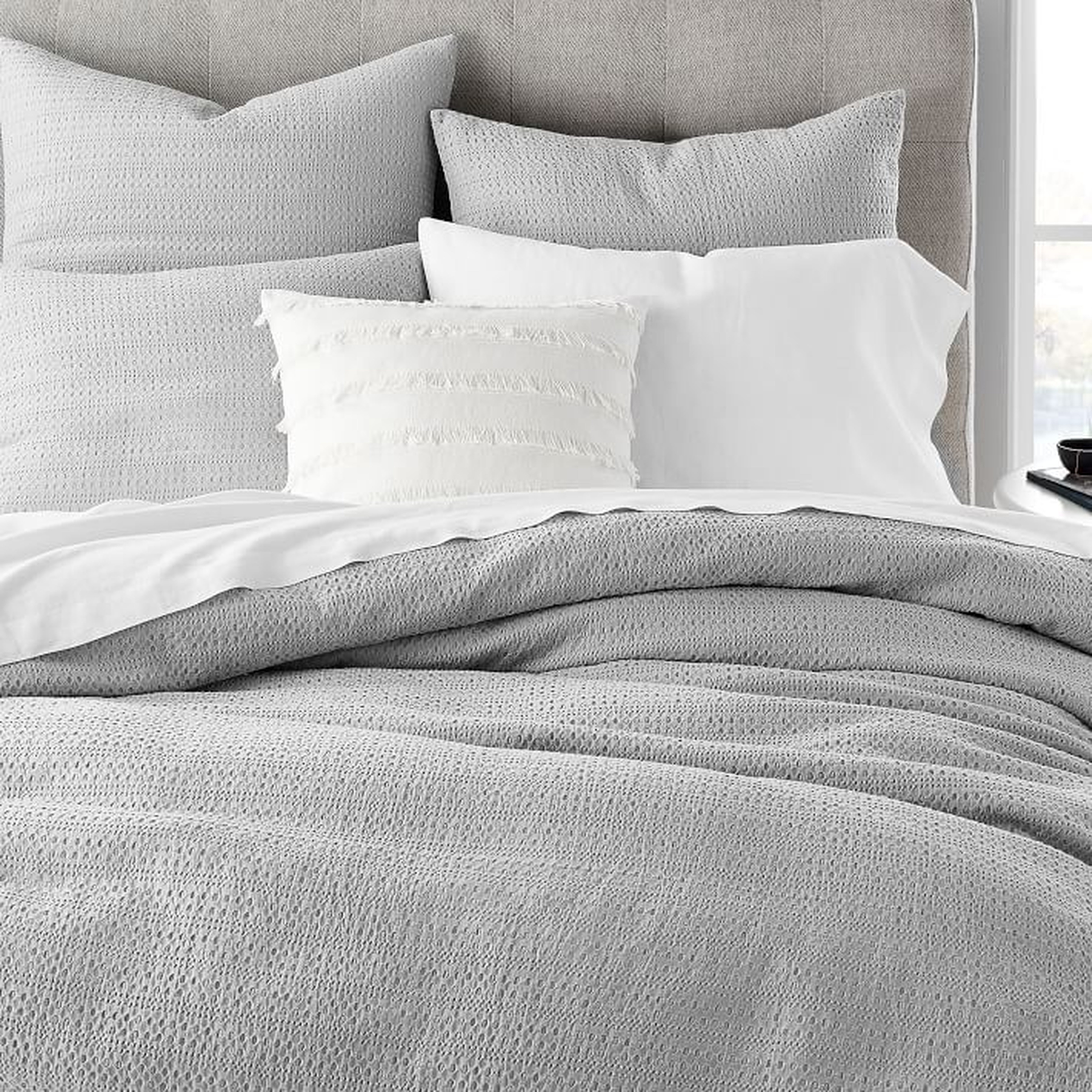 Organic Textured Waffle Duvet Cover, King/Cal. King, Stone Gray - West Elm