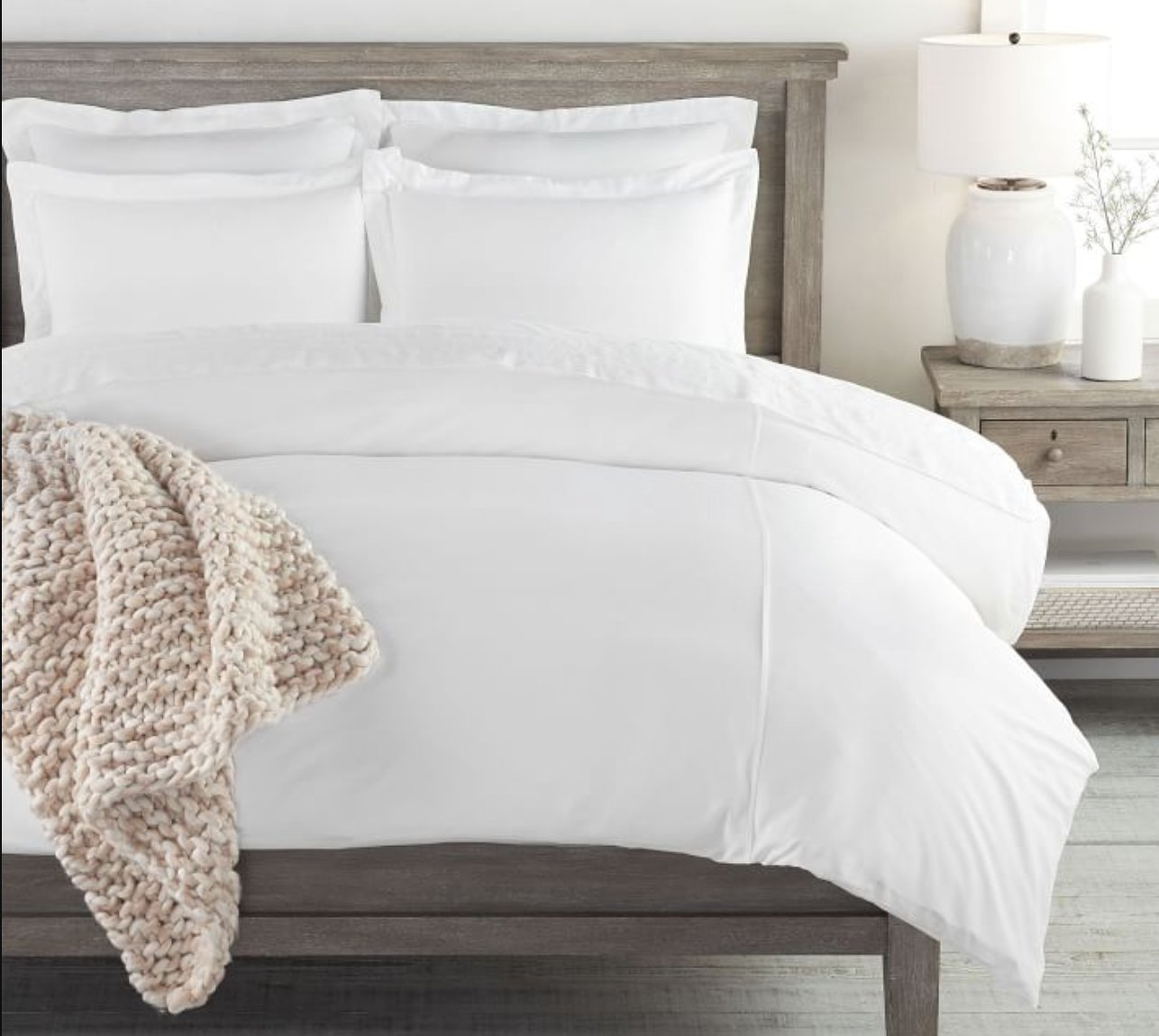 White Essential 300-Thread Count Sateen Duvet Cover, Full/Queen - Pottery Barn