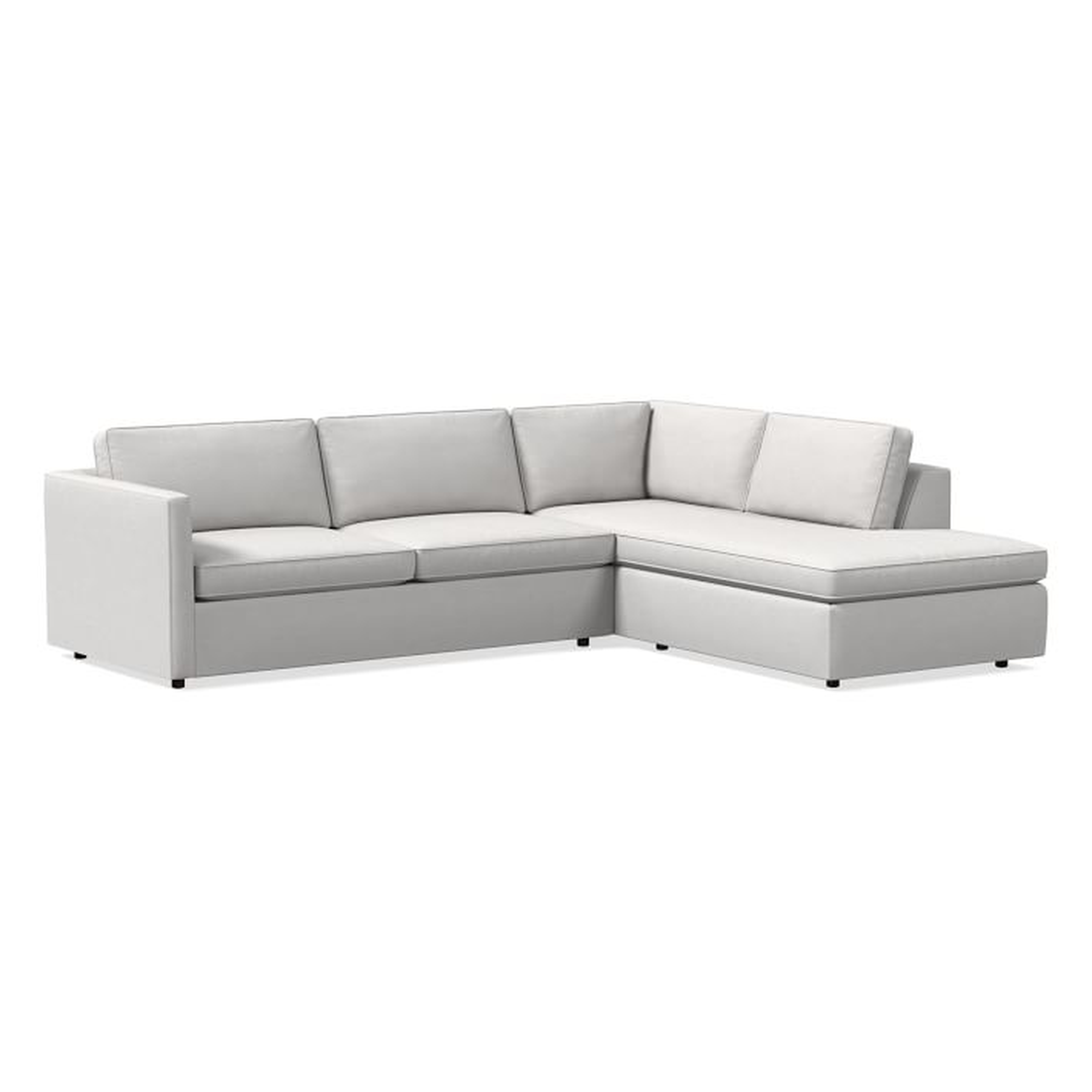 Harris Sectional Set 11: Left Arm 75" Sofa, Right Arm Terminal Chaise, Poly, Eco Weave, Alabaster - West Elm