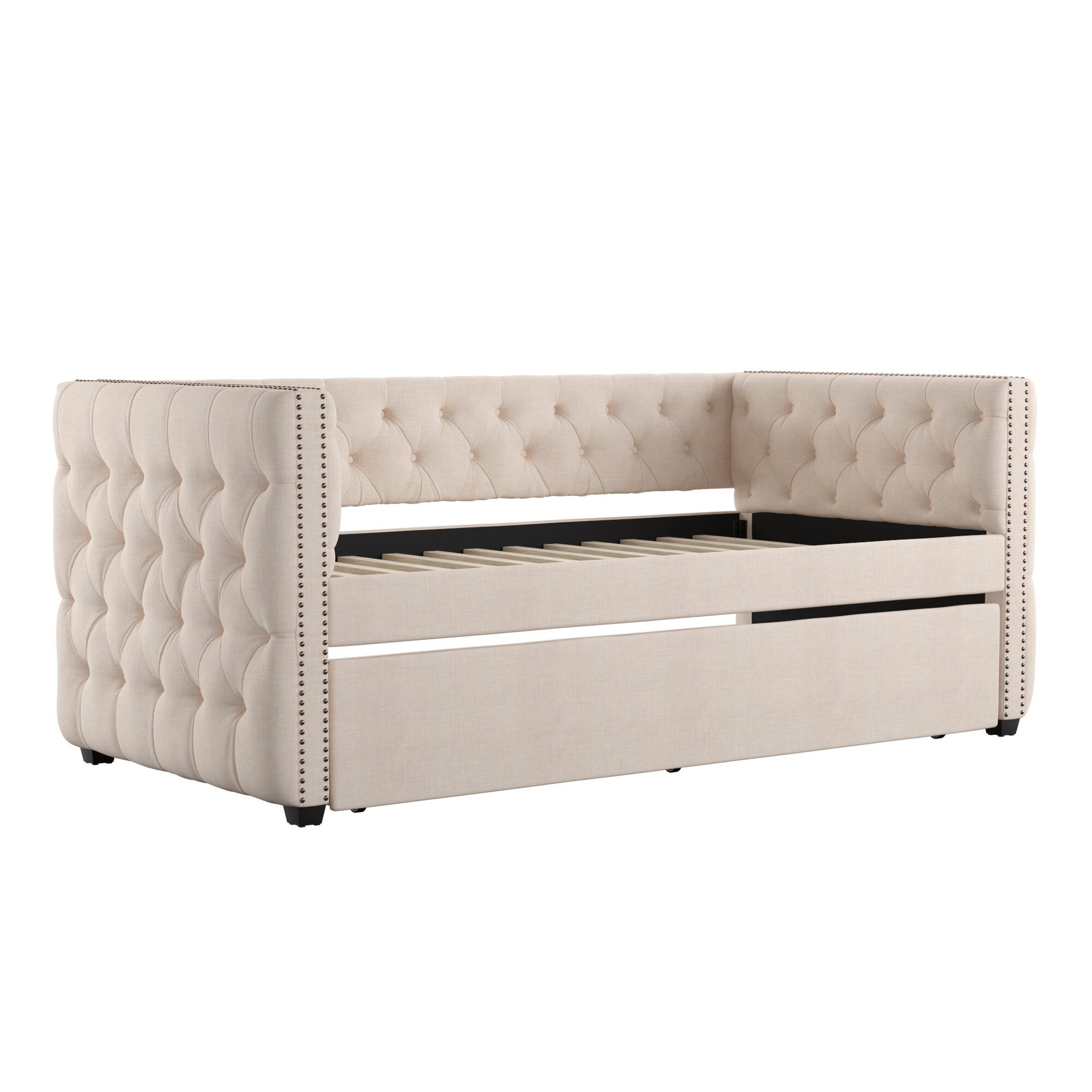 Ghislain Twin Daybed with Trundle - beige - Wayfair