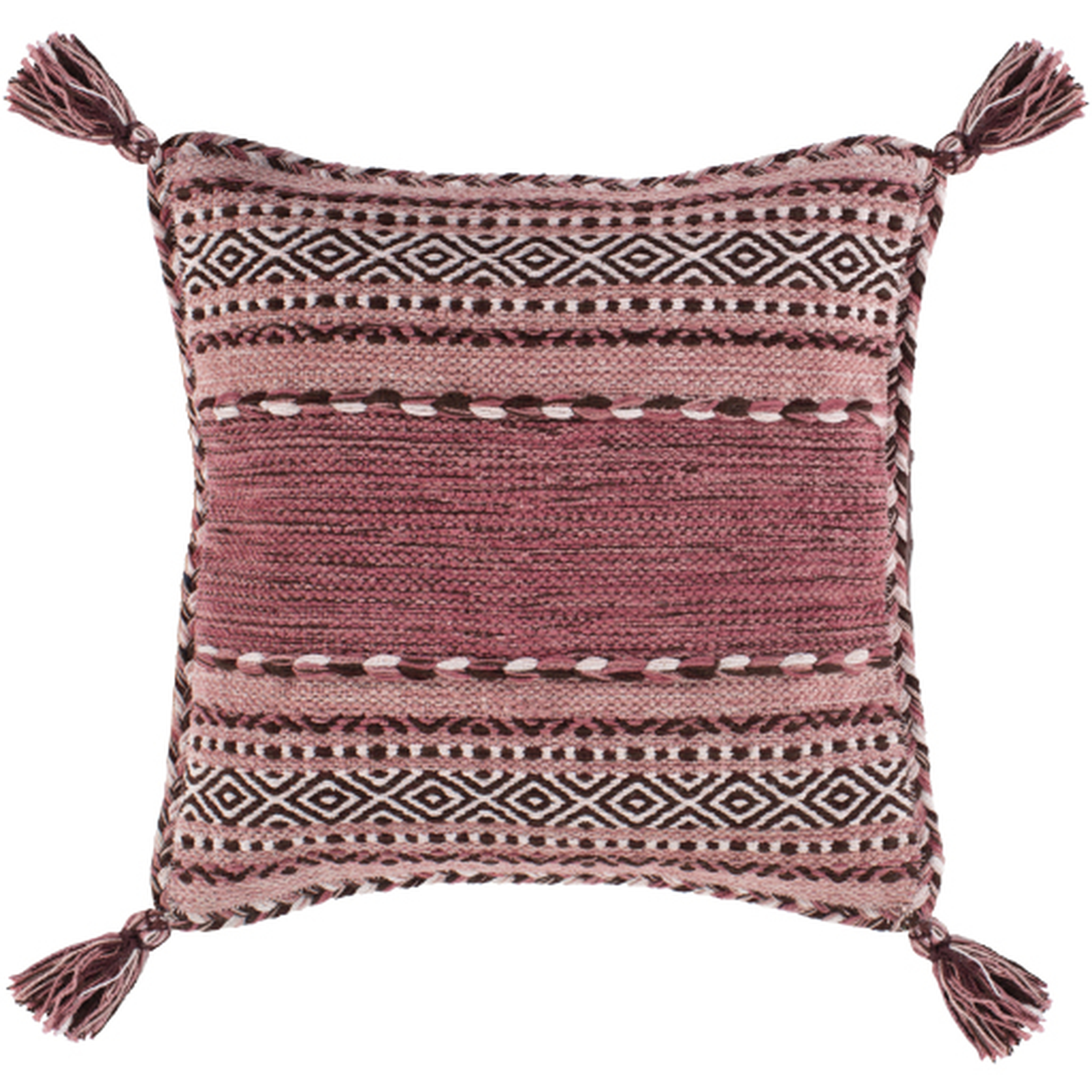 Azariah Pillow, 22" x 22", Pink - Roam Common
