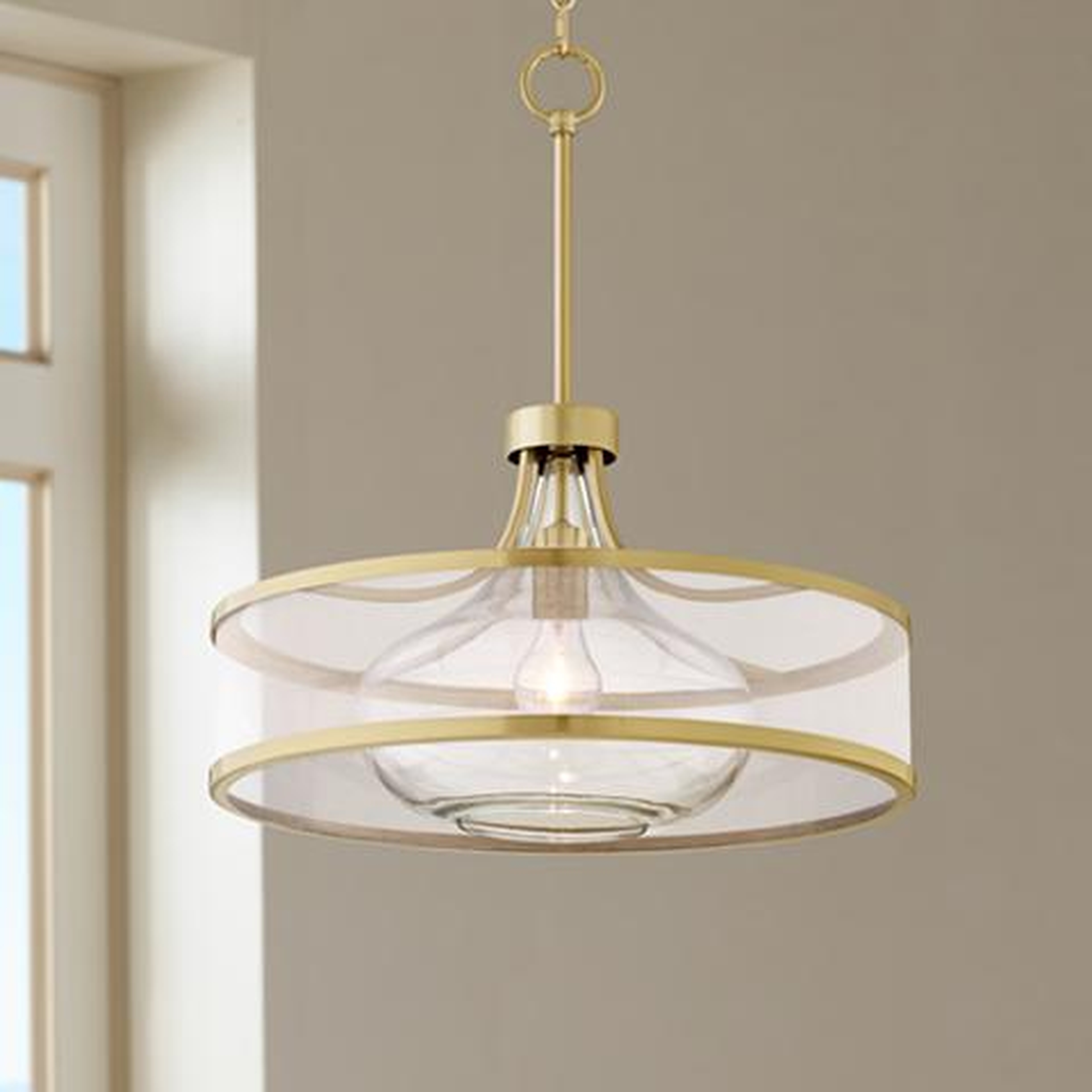 Possini Euro Layne 19" Wide Warm Antique Brass Pendant Light - Lamps Plus