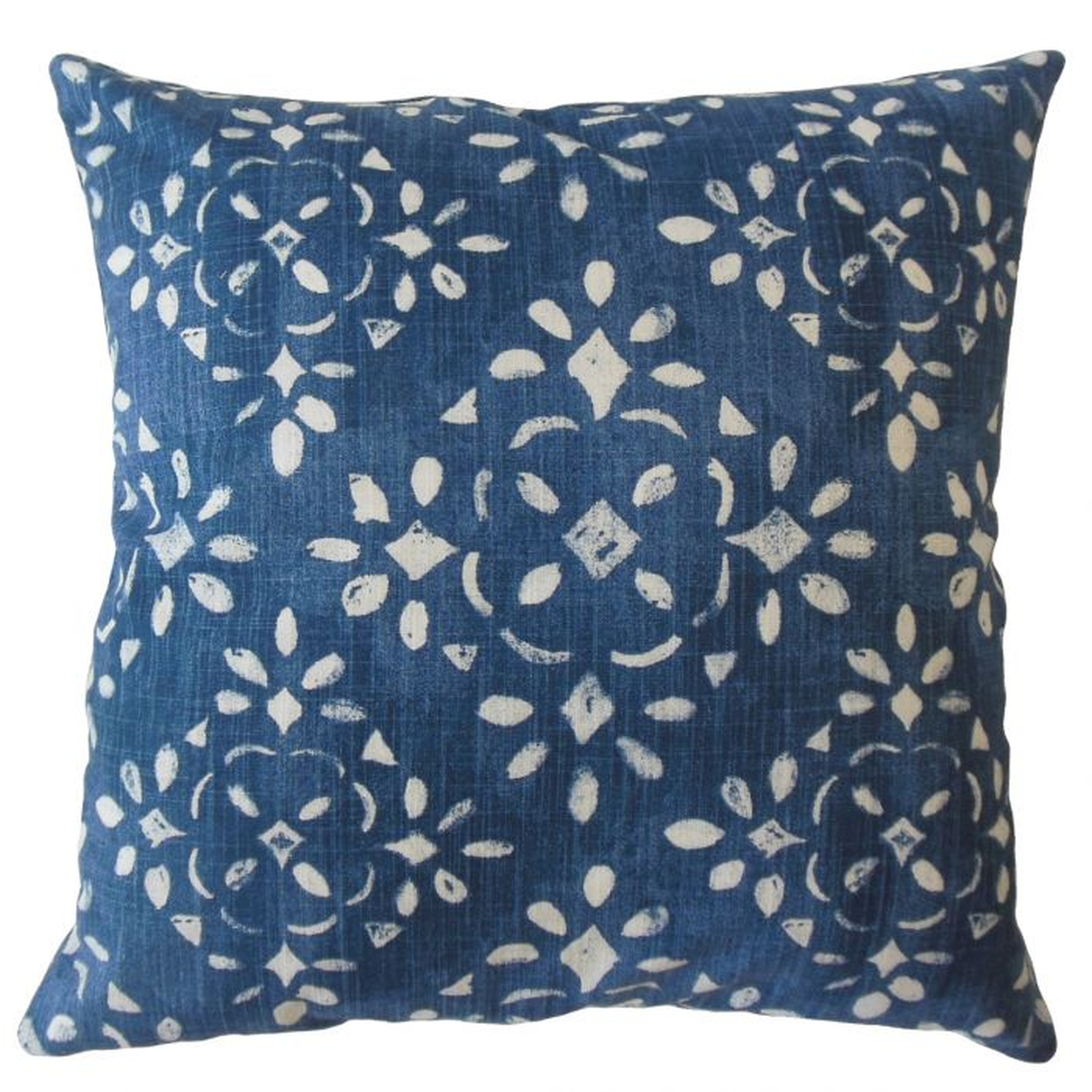 Edyta Ikat Pillow Blue - Lumbar Pillow 12 x 18 - Linen & Seam