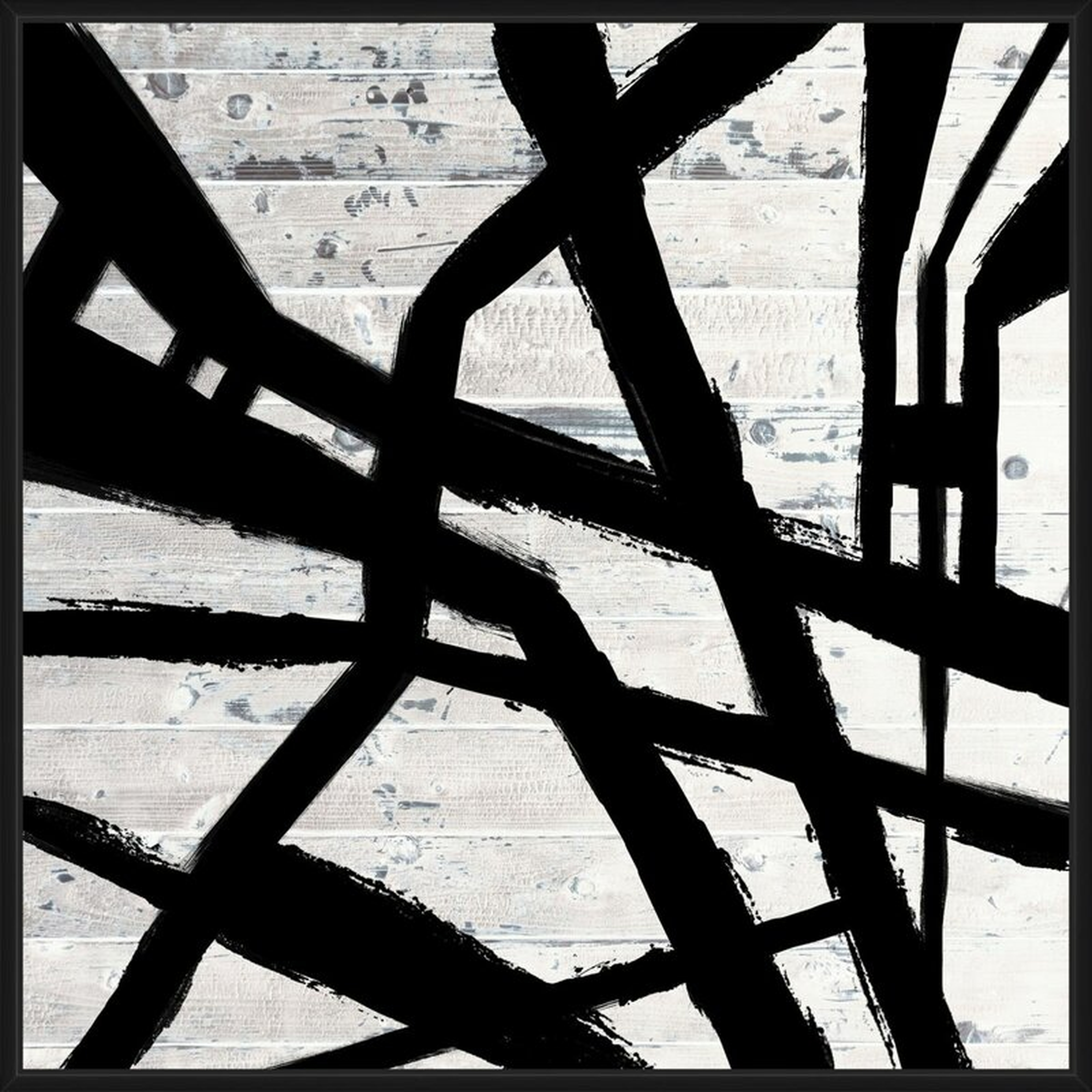 JBass Grand Gallery Collection Painted Crossed Lines White - Framed Graphic Art on Canvas - Perigold