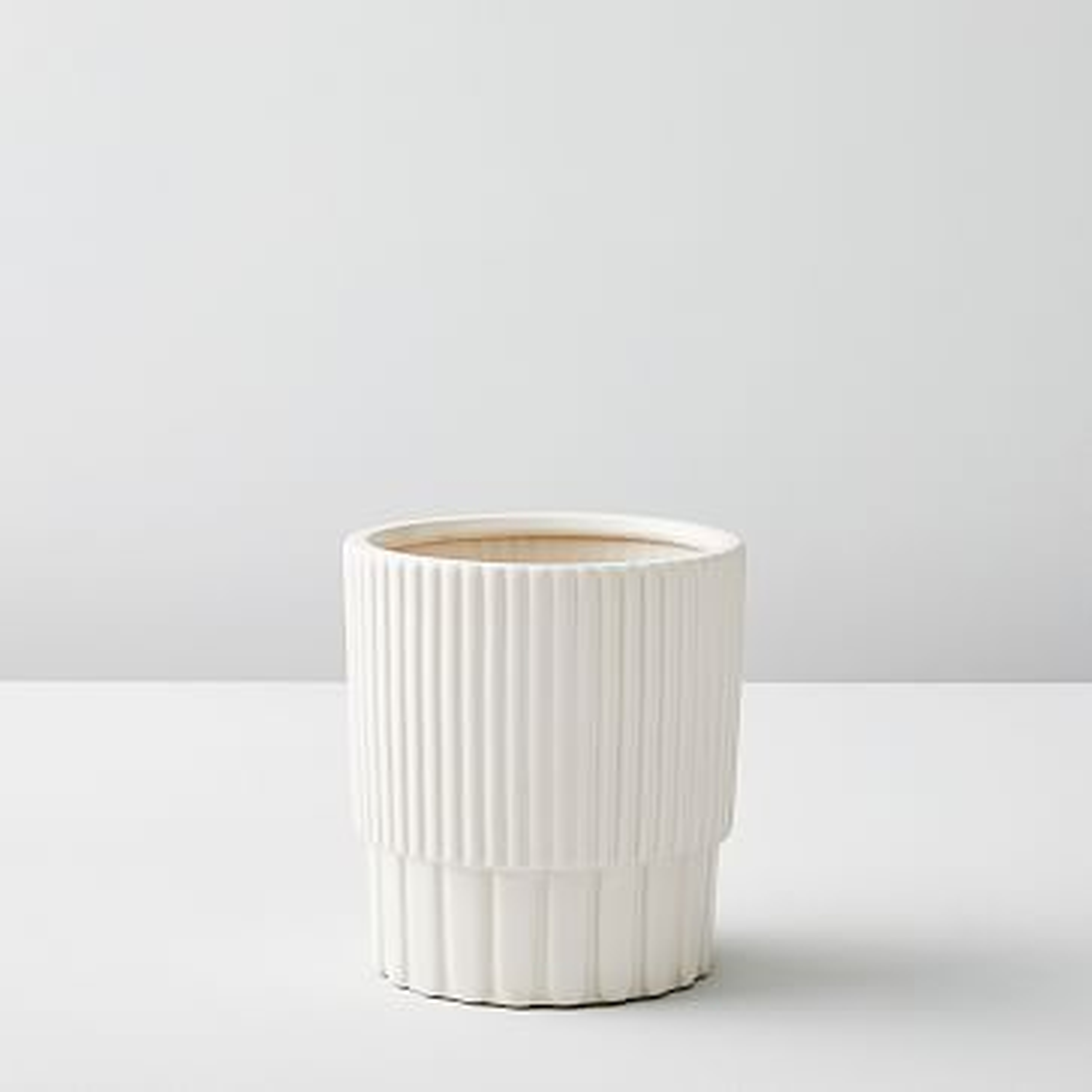 Fluted Planters, White,Small - West Elm
