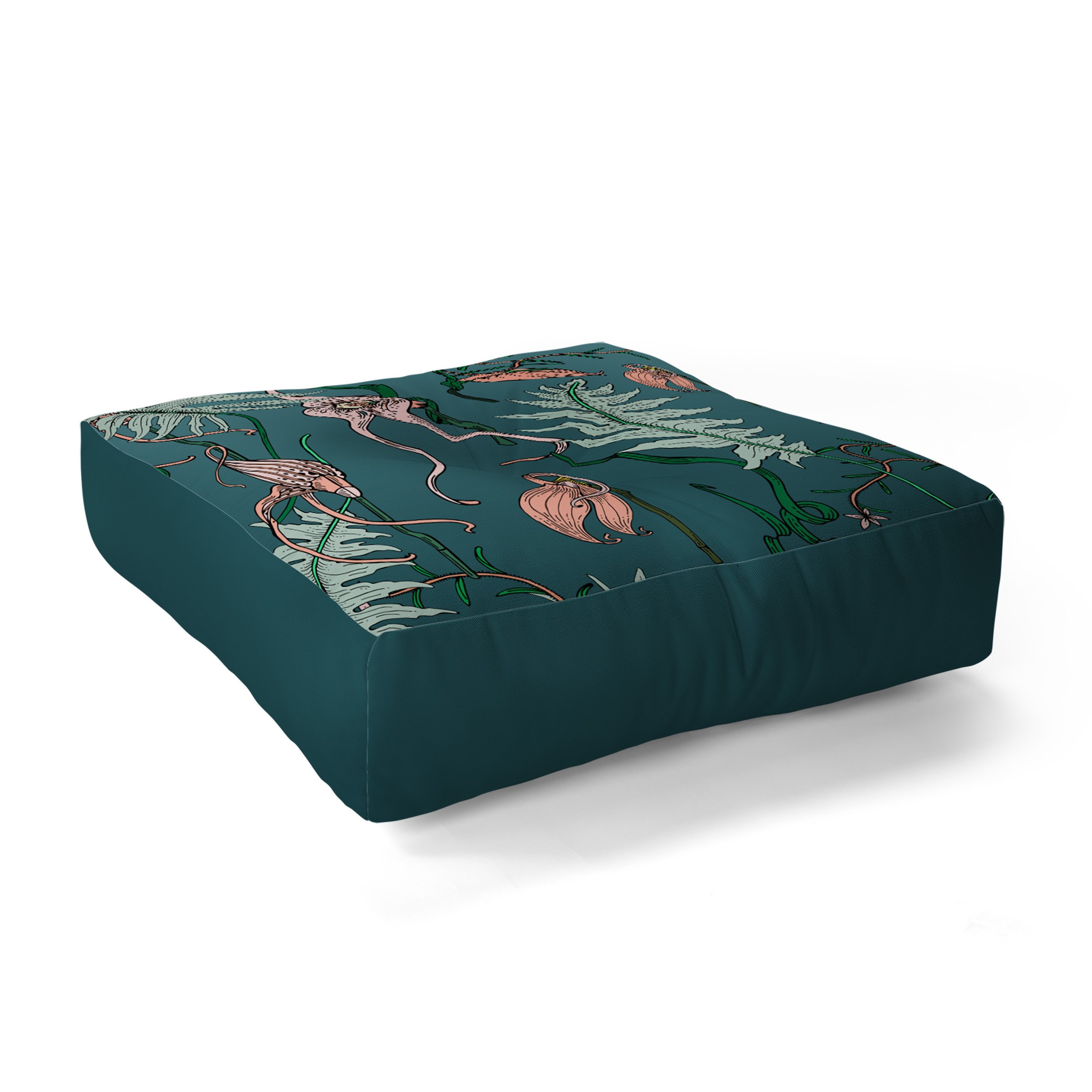 ORCHID BOTANICAL FLOOR PILLOW // SQUARE 26x26 - Wander Print Co.