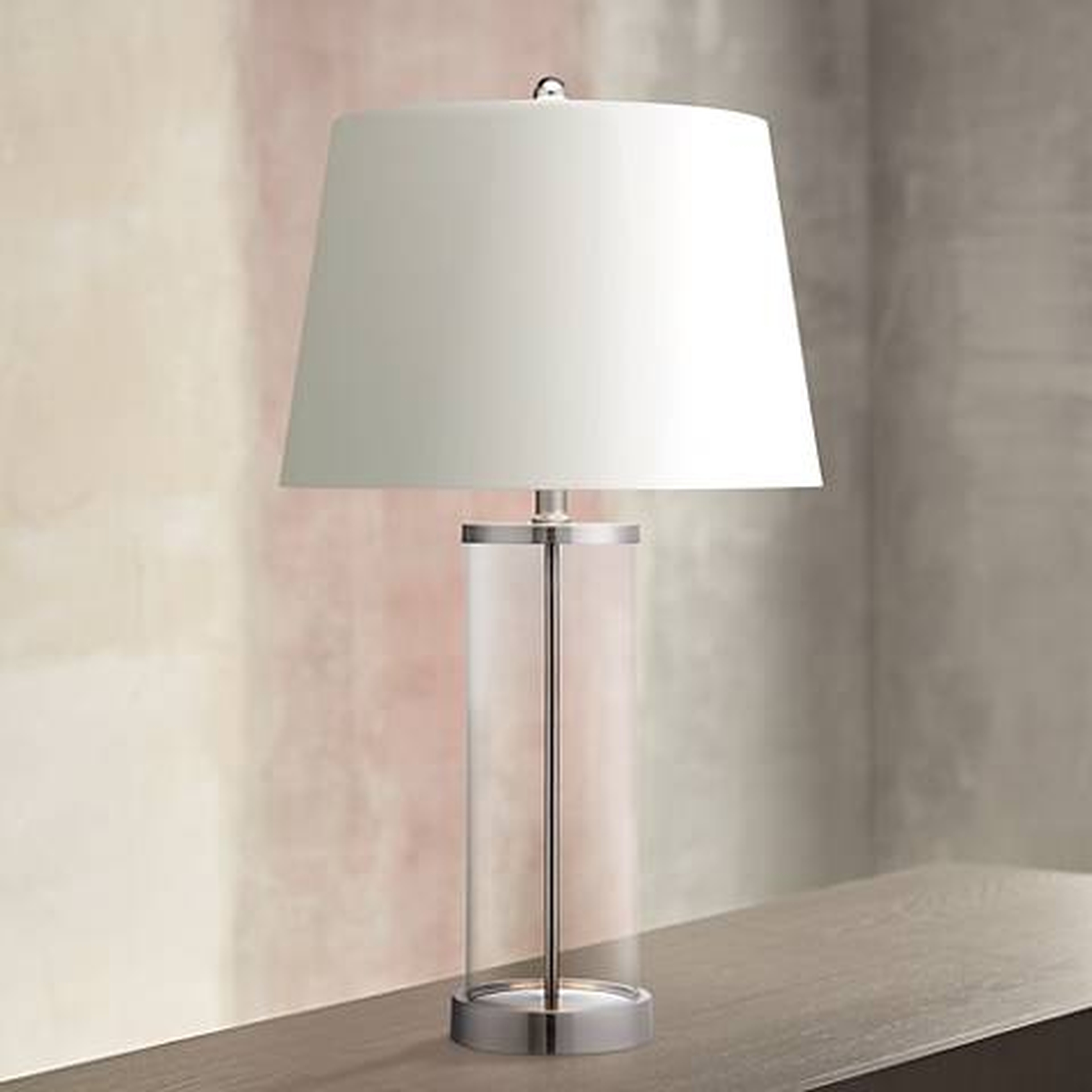 Glass and Steel Cylinder Fillable Table Lamp - Lamps Plus
