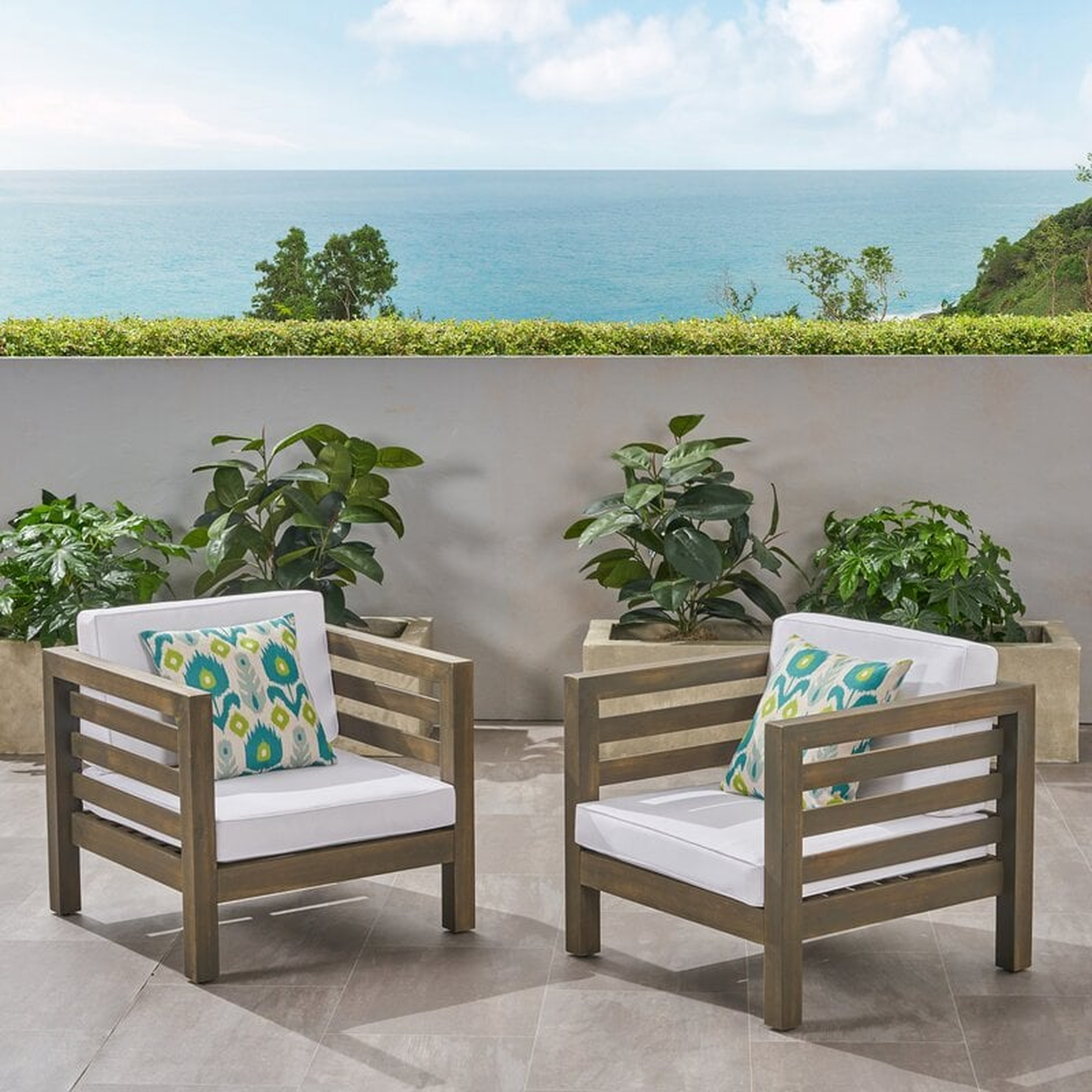Outdoor Club Patio Chair with Cushions (Set of 2) - Wayfair