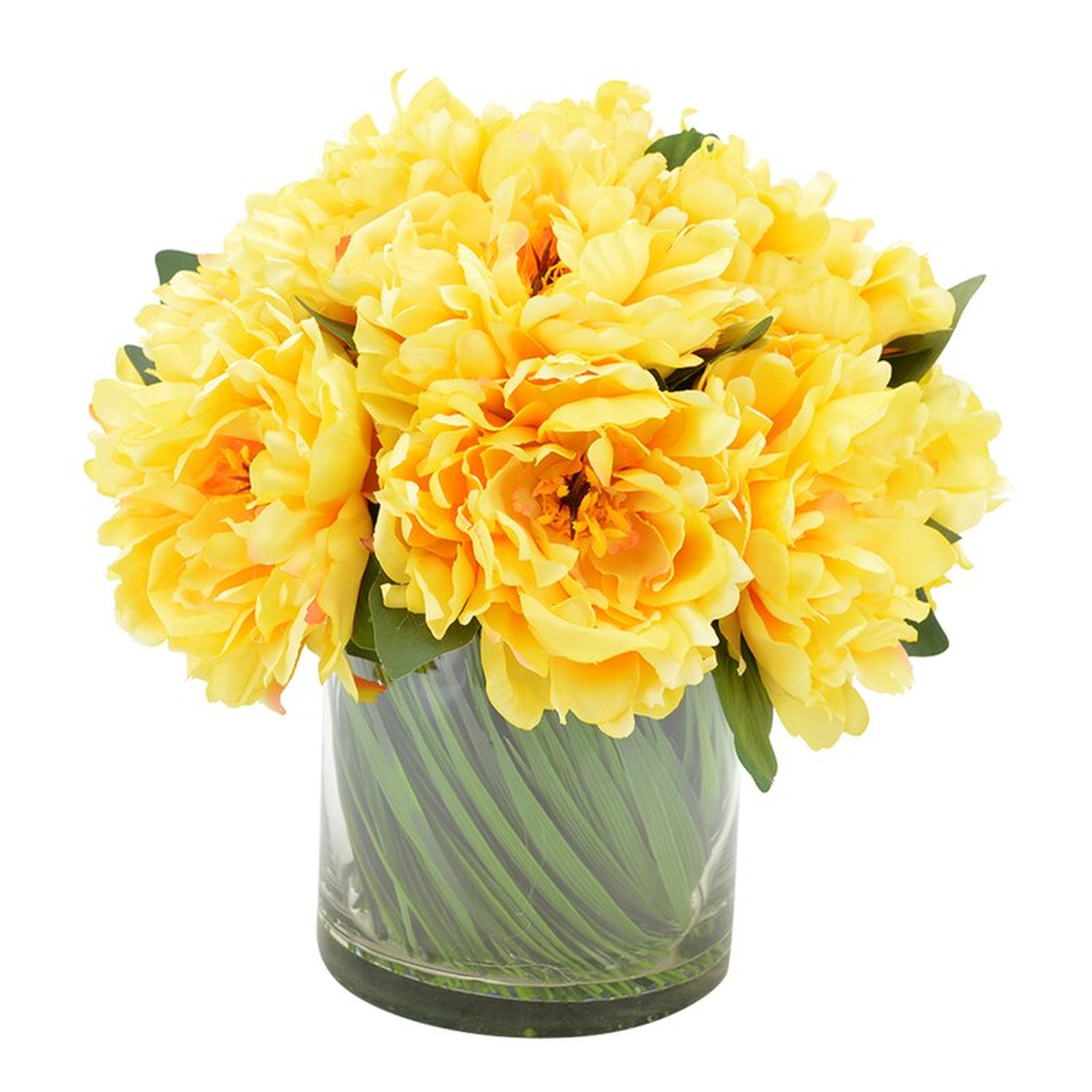 Peonies Floral Arrangement in Vase - yellow - Wayfair
