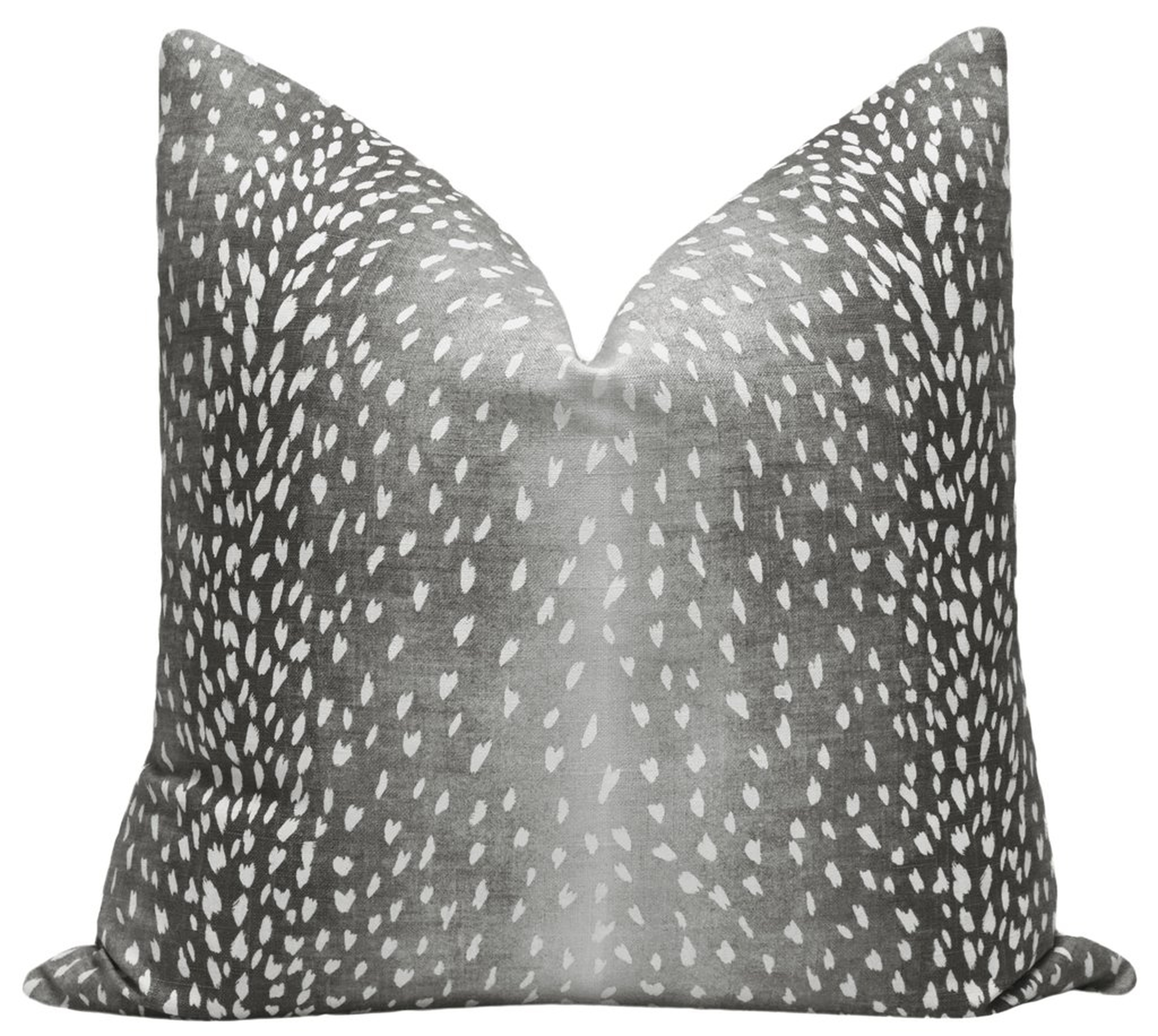 Antelope Linen Print Pillow Cover, Charcoal, 20" x 20" - Little Design Company
