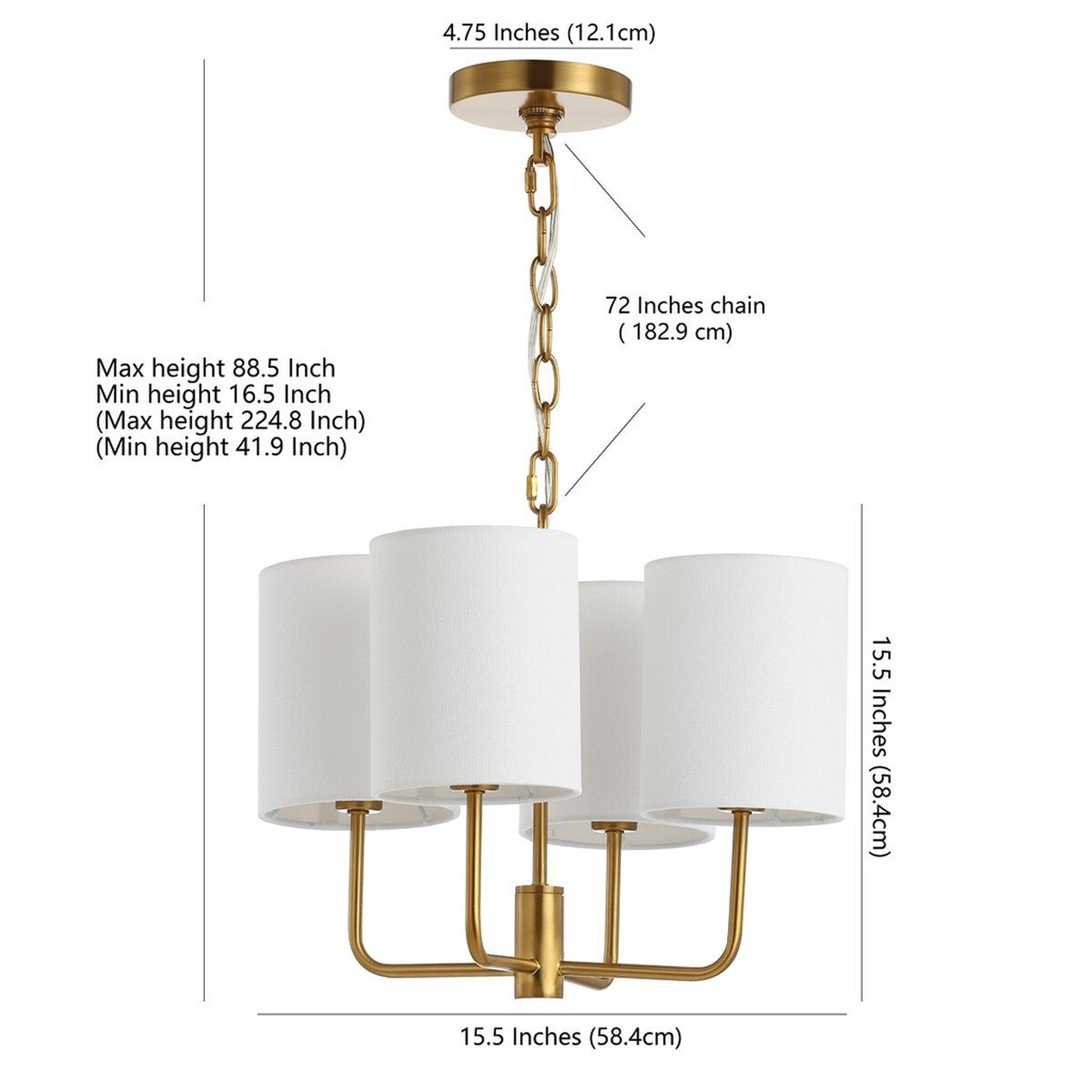 Elias 4Lt 15.5" Chandelier - Brass - Safavieh