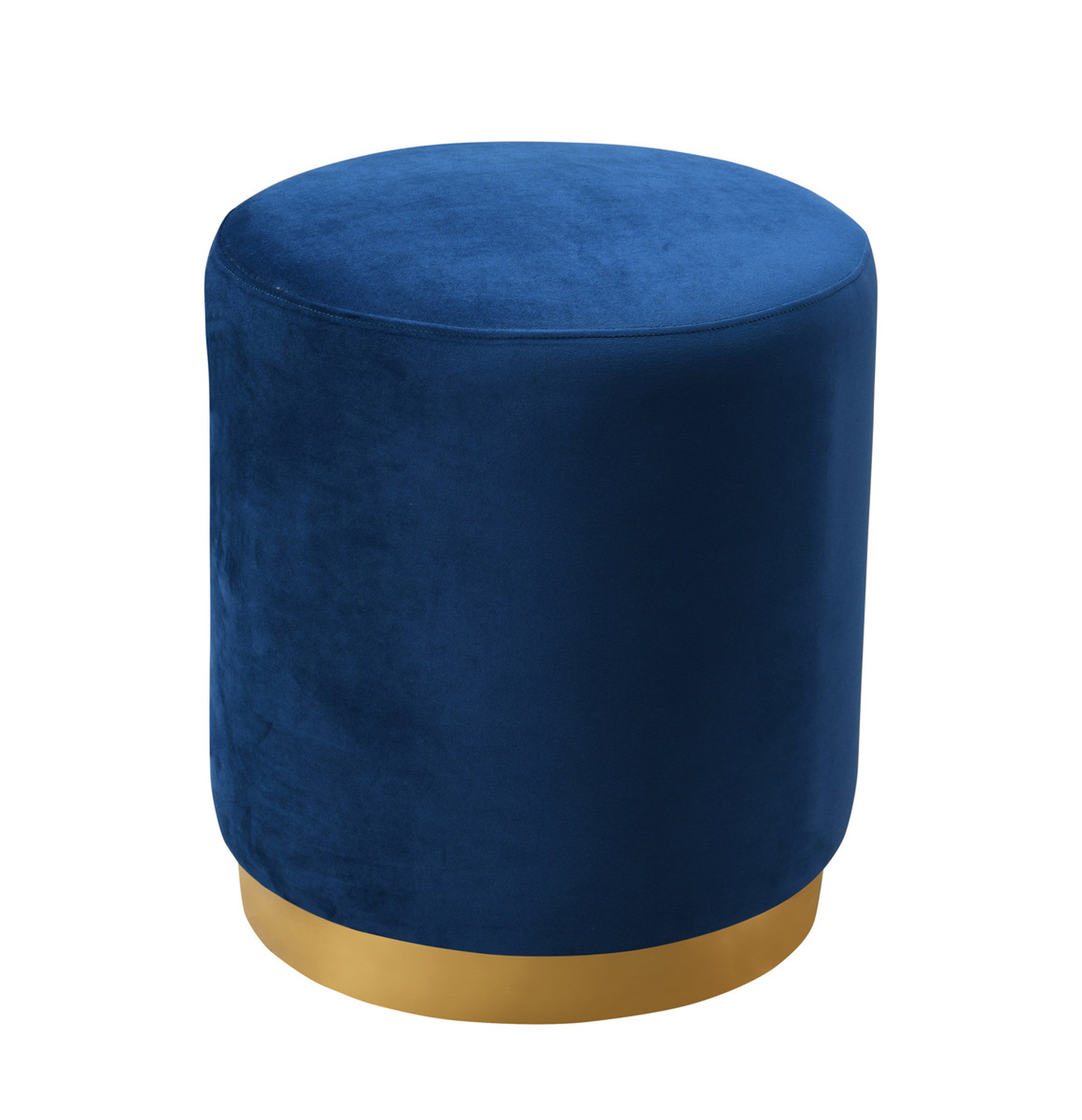 Thea Navy Velvet Ottoman with Lilly Base - Maren Home