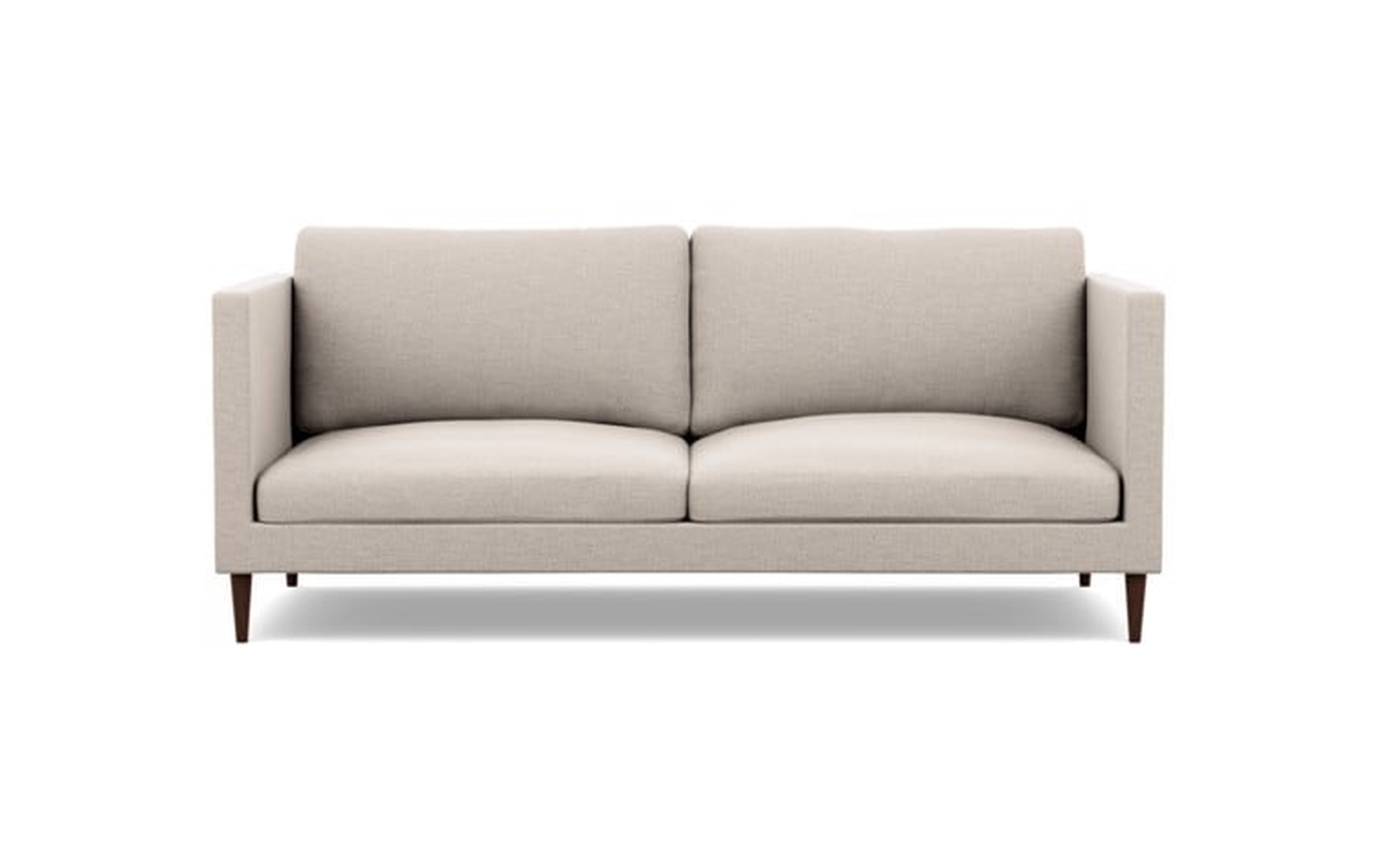 Oliver Sofa in Linen Pebble Weave fabric; Oiled Walnut Tapered Round Wood - Interior Define