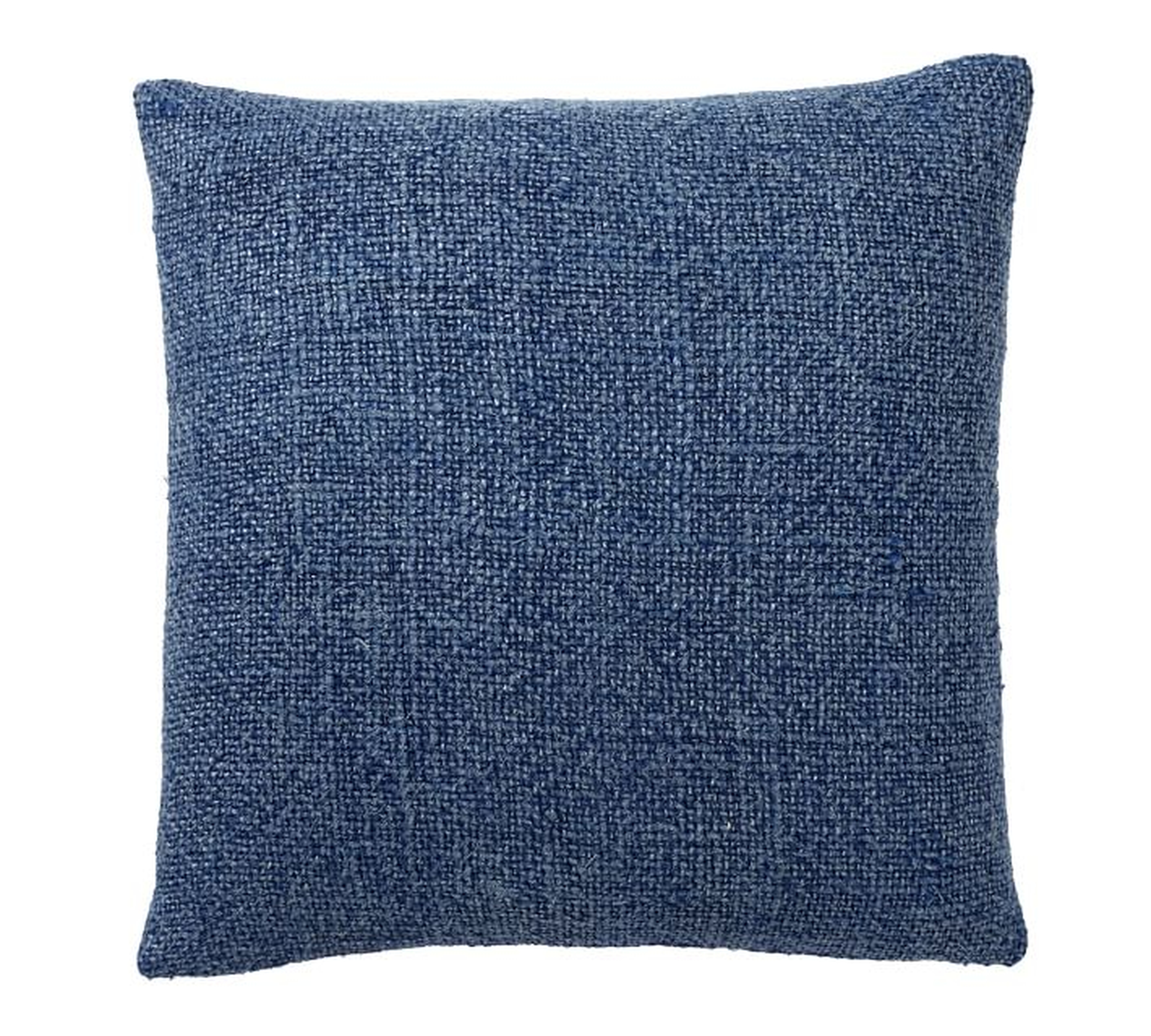 Faye Textured Linen Pillow Cover, 20", Stormy Blue - Pottery Barn
