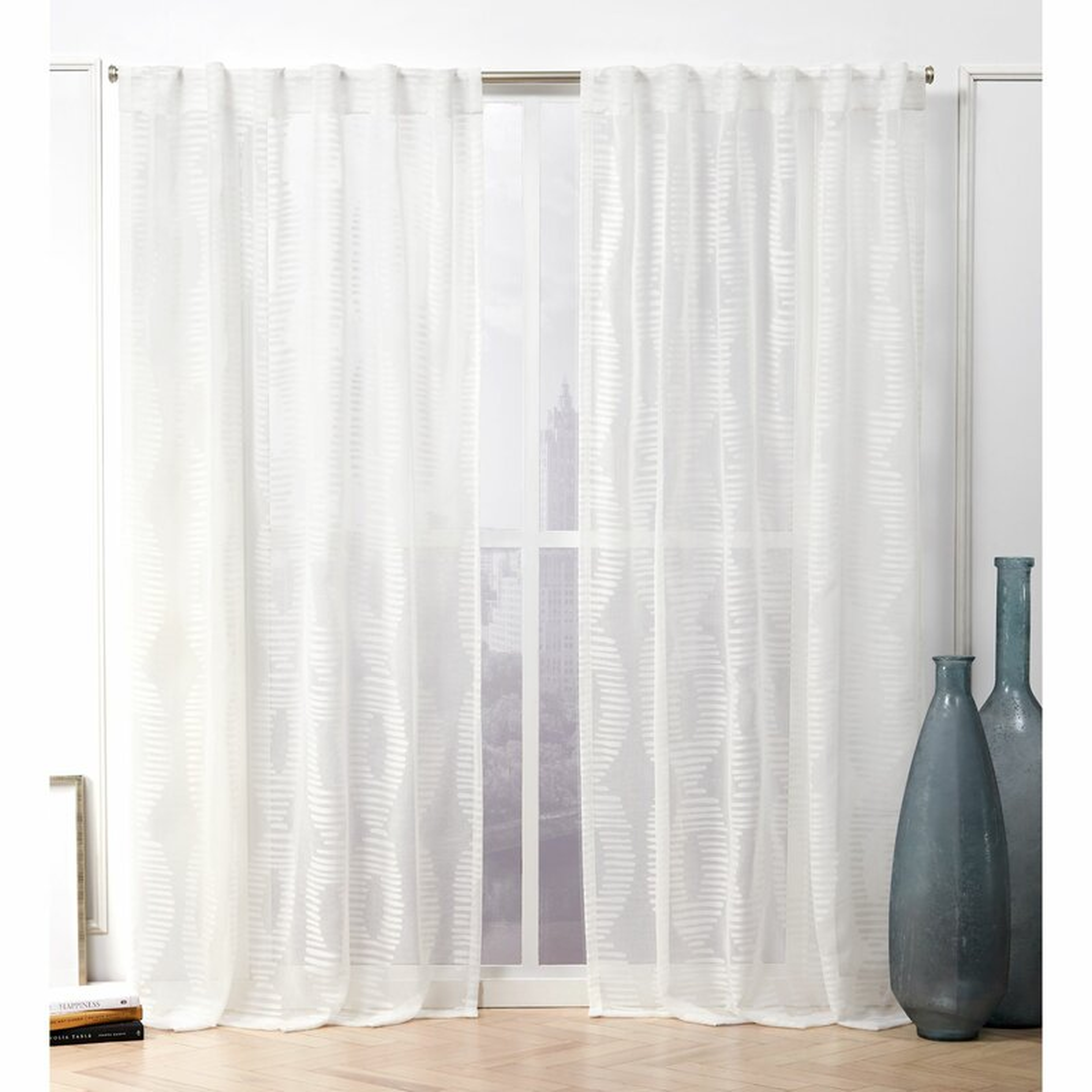 Odense Hidden Abstract Sheer Tab Top Curtain Panel (Set of 2) - Wayfair