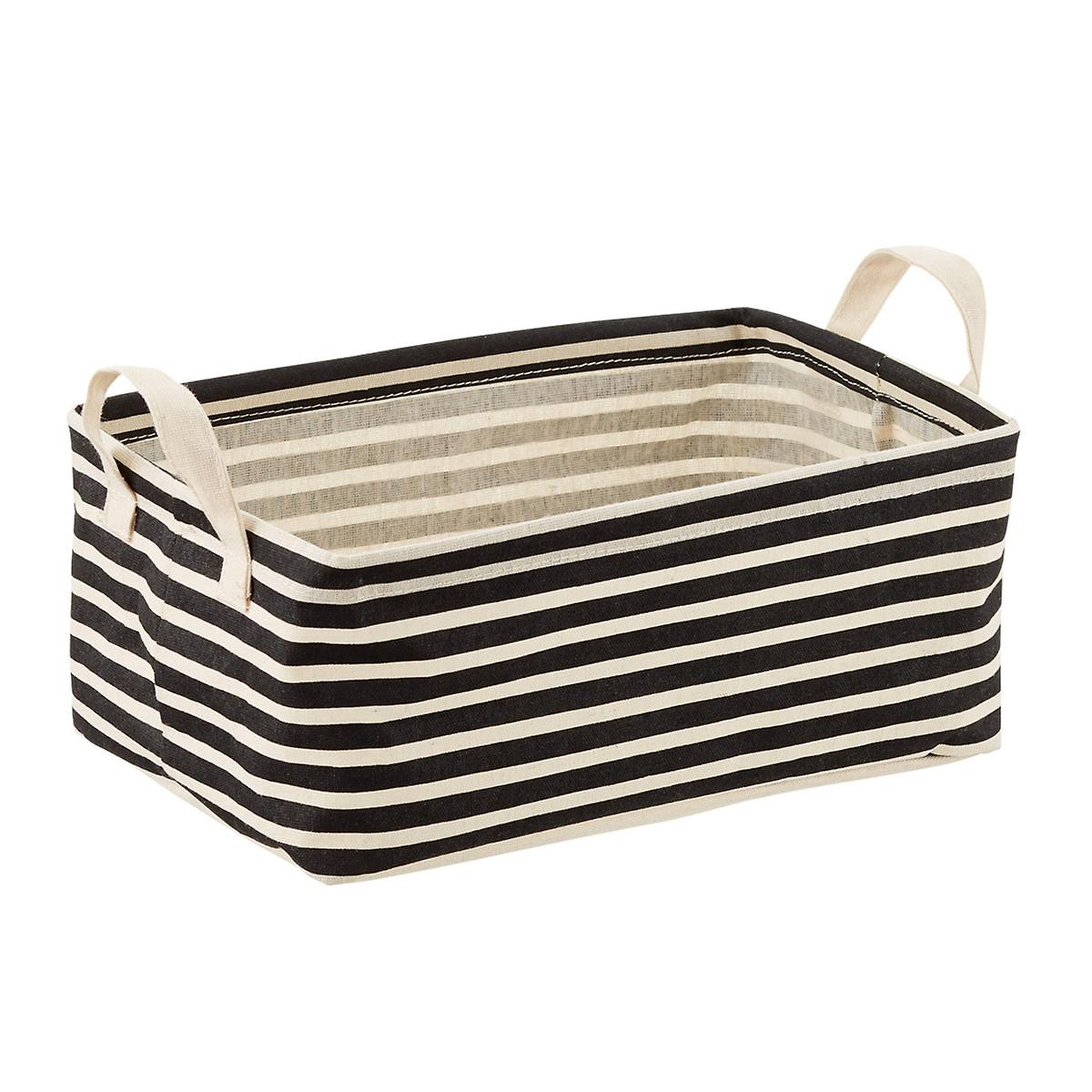 Small Black Stripes Fabric Storage Bin w/Handles Natural - containerstore.com