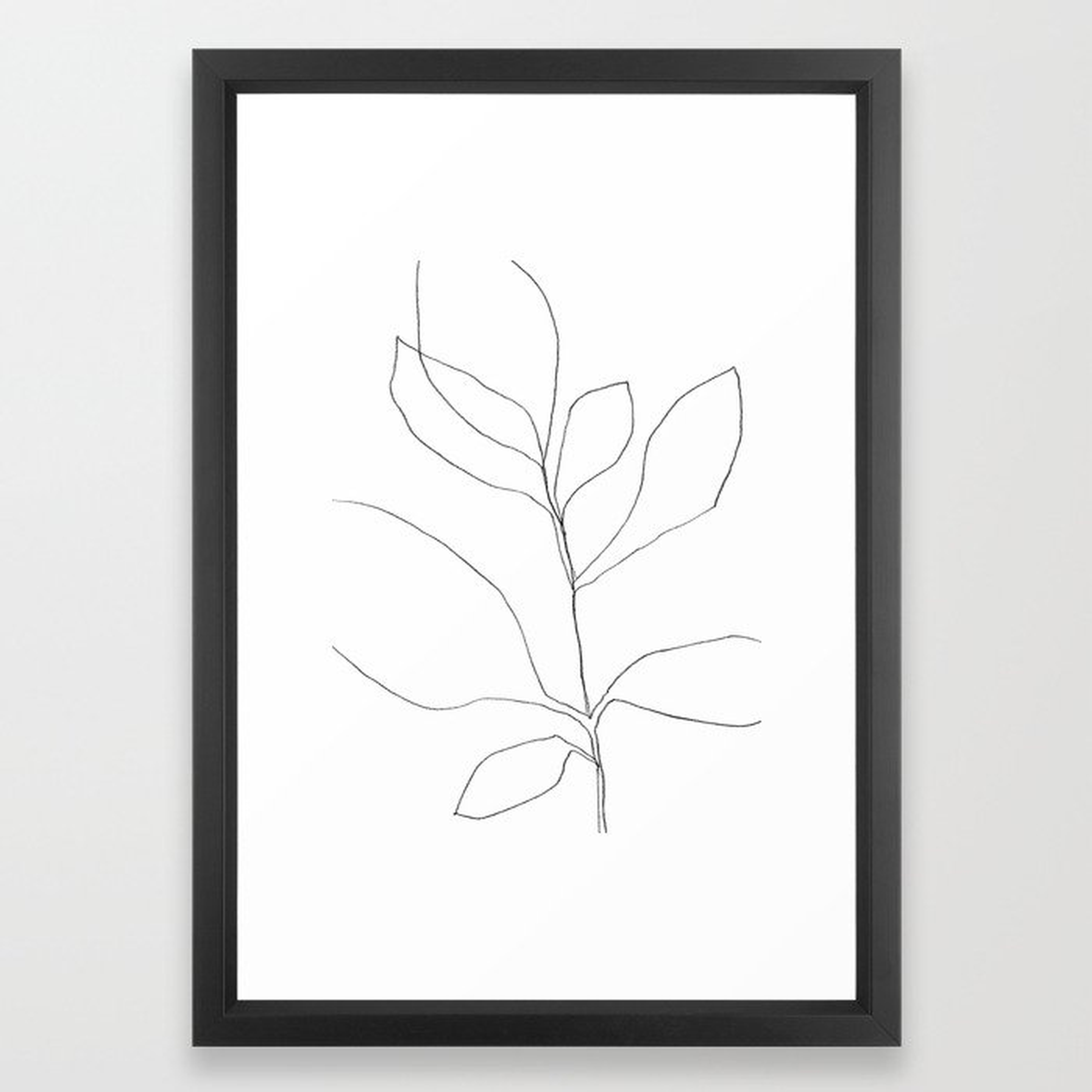Seven Leaf Plant - Minimalist Botanical Line Drawing Framed Art Print, 15" x 21" - Society6