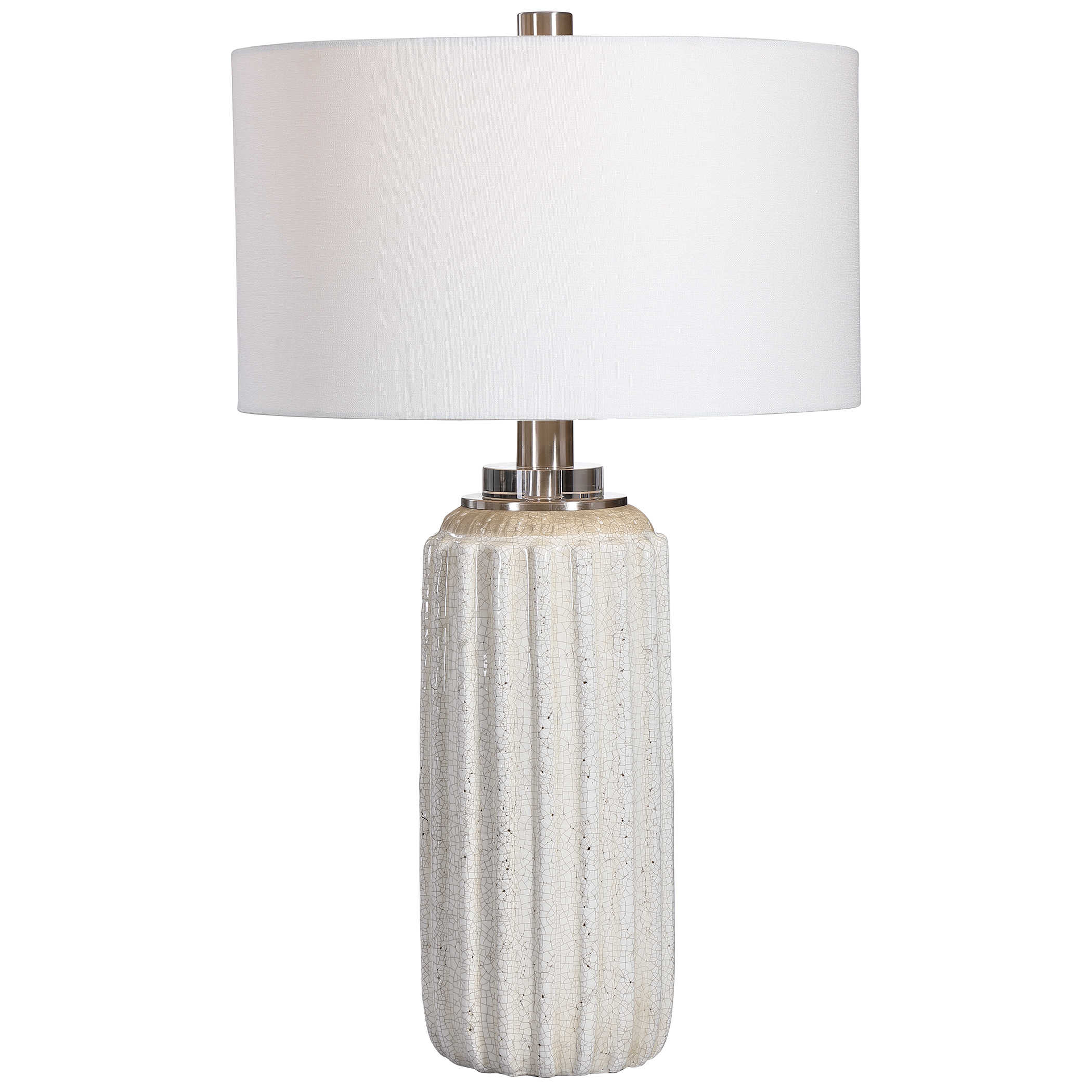 Azariah Crackle Table Lamp, White, 29" - Hudsonhill Foundry