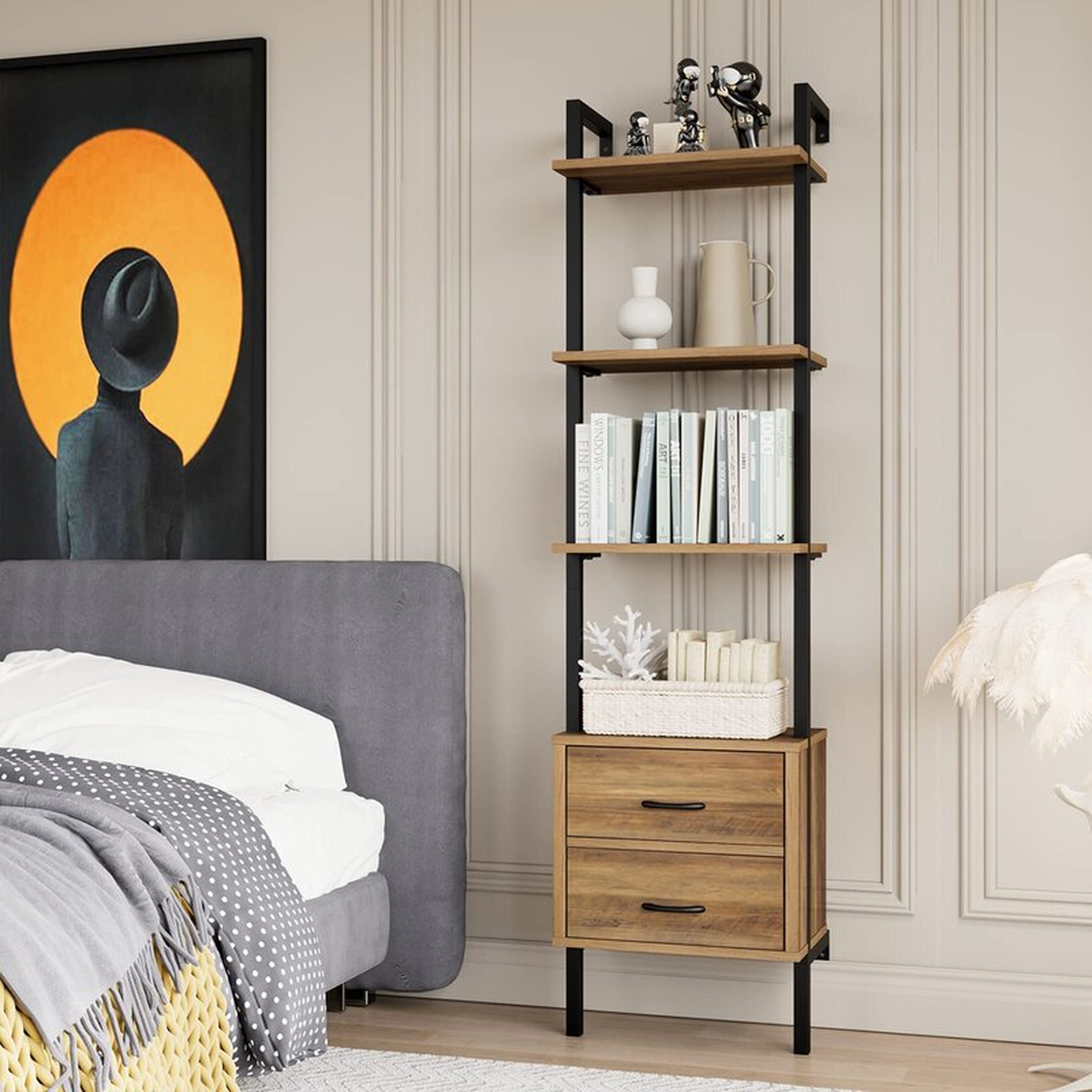 Sikeston 72.4'' H x 18.9'' W Iron Etagere Bookcase - Wayfair