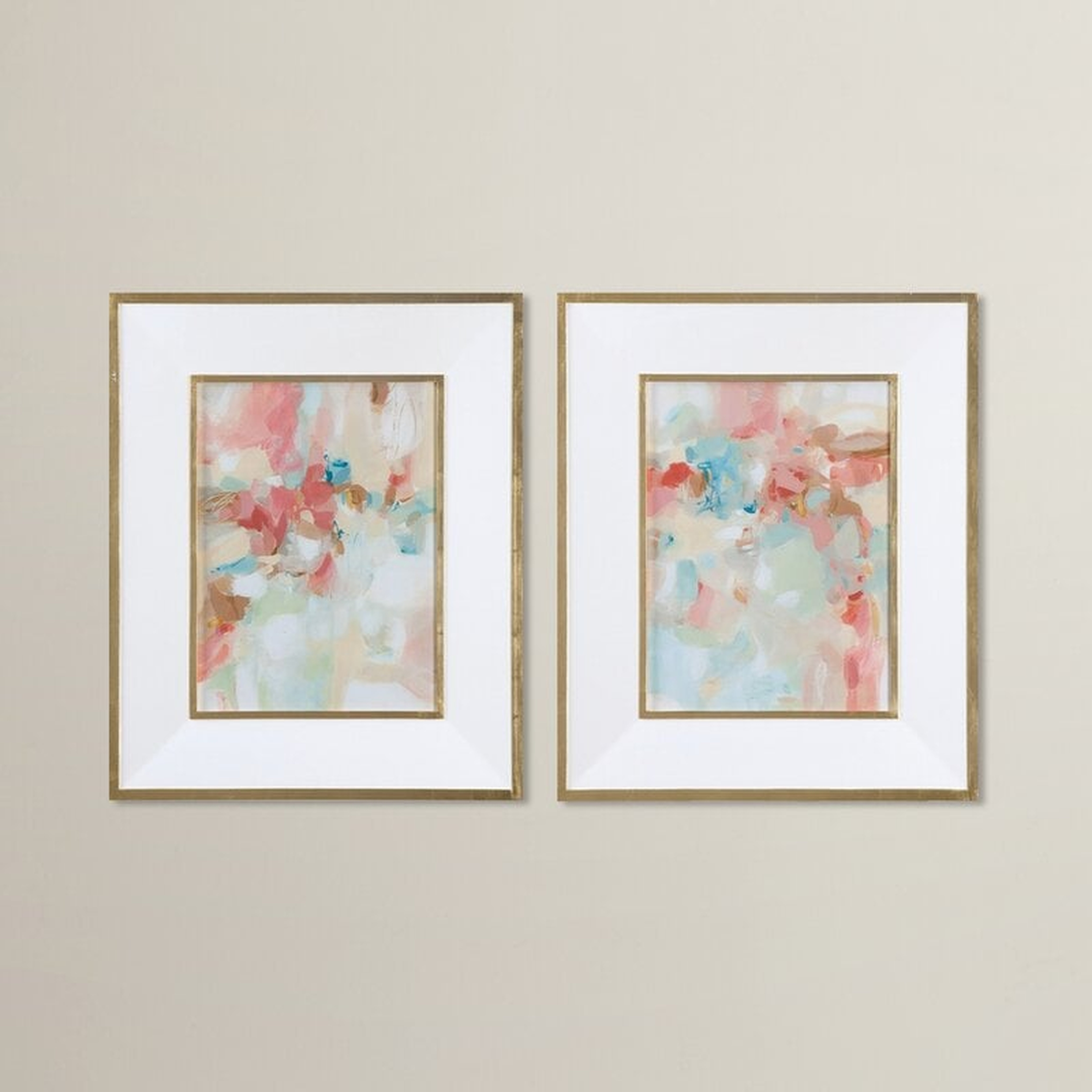 'A Touch of Blush and Rosewood Fences' - 2 Piece Picture Frame Painting Print Set on Paper - Wayfair