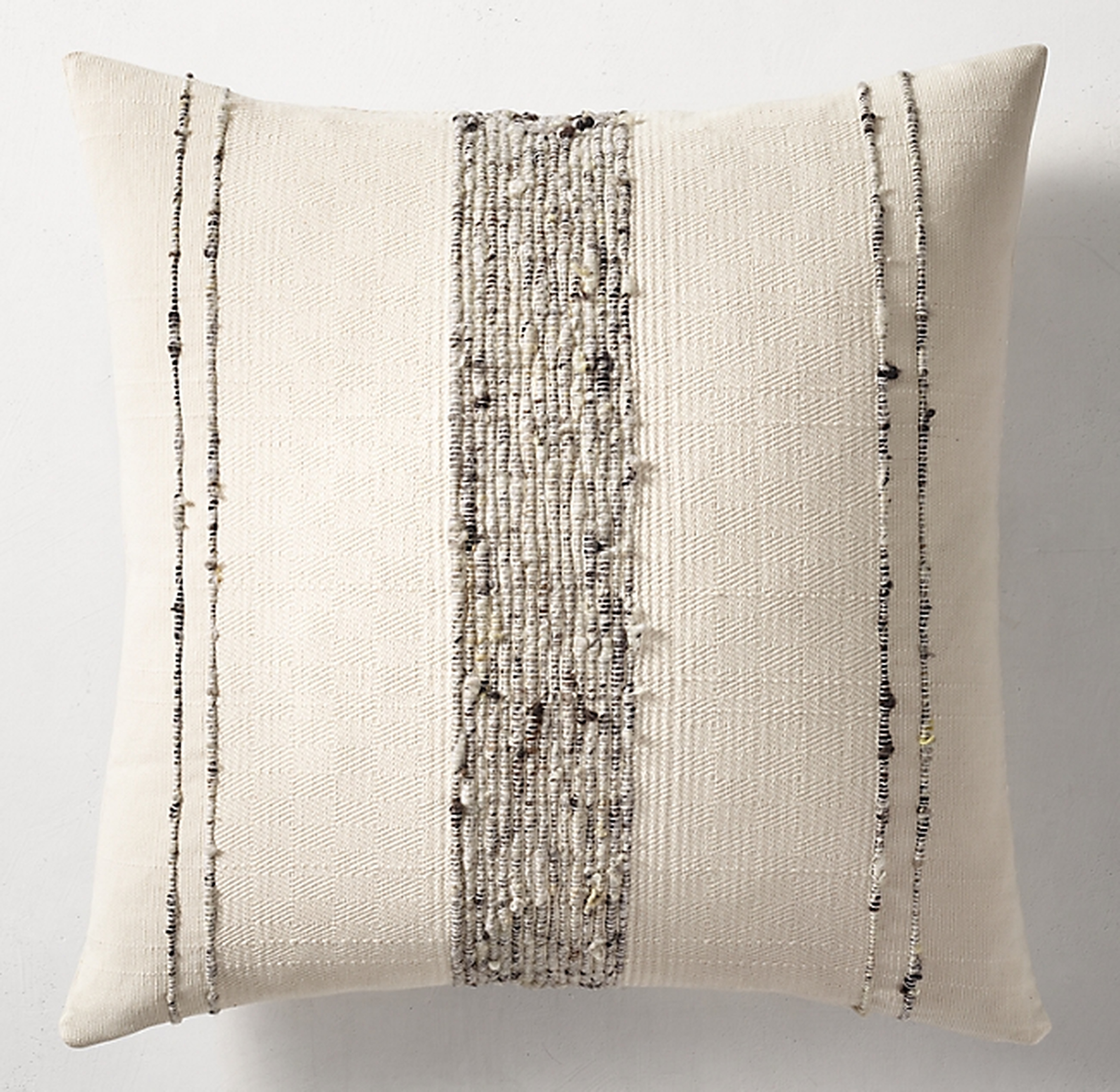 Handwoven Marled Bold Center Stripe Pillow Cover By Azulina Home, White & Gray, 24" x 24" - RH