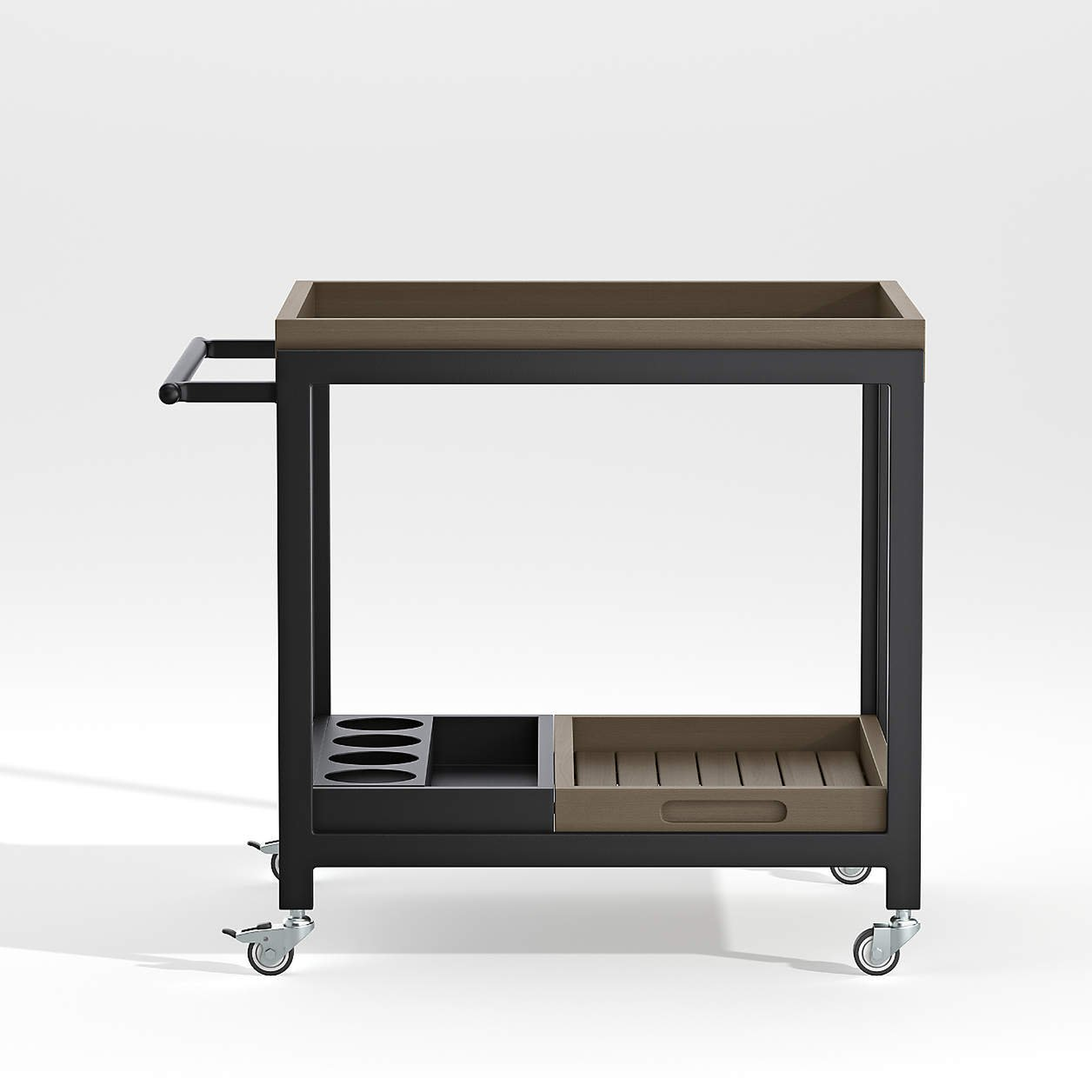 Alfresco Grey Outdoor Bar Cart with Casters - Crate and Barrel
