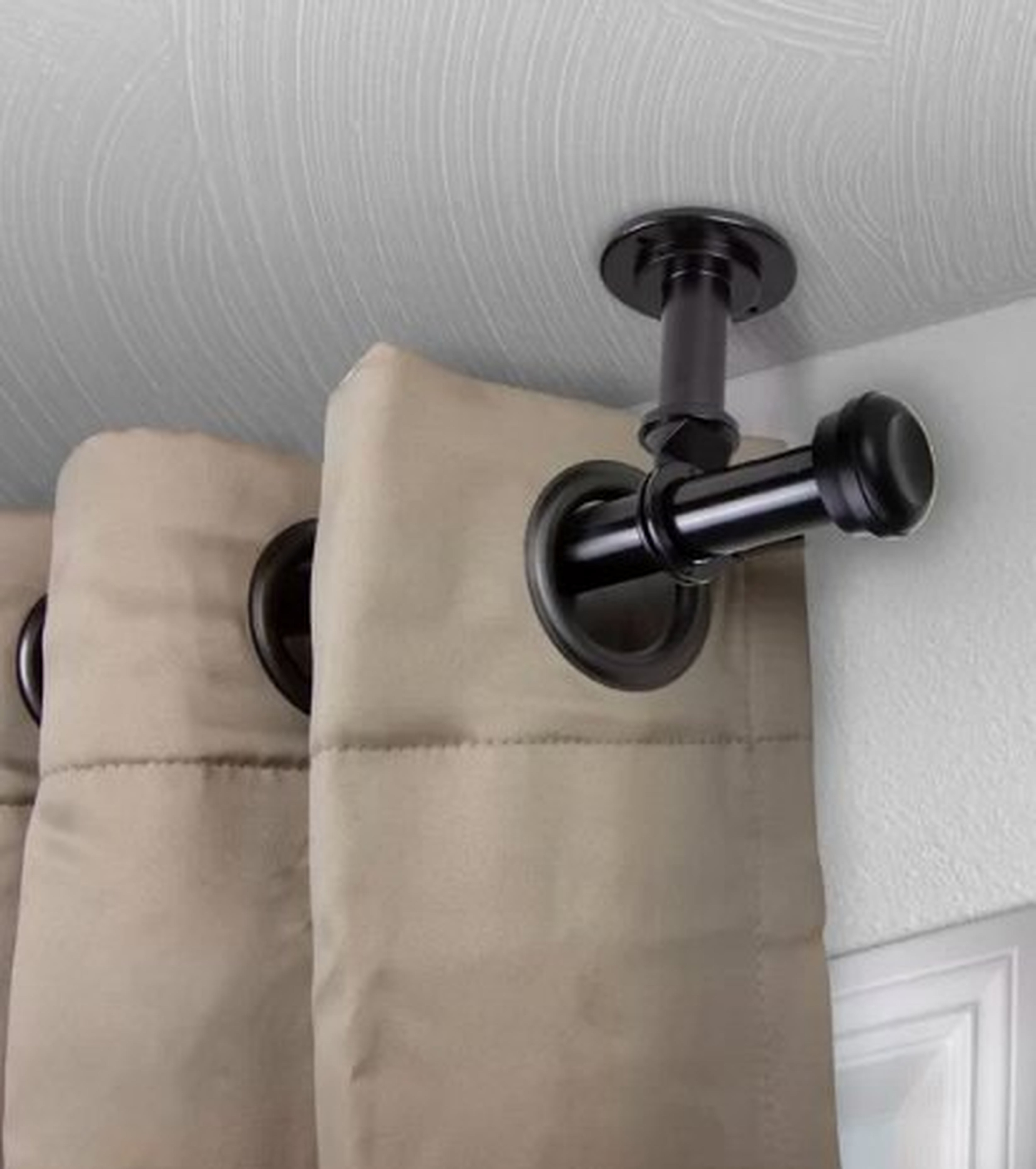 Stapleford Single Curtain Rod - Hardware Set Ceiling Mount Black - Wayfair