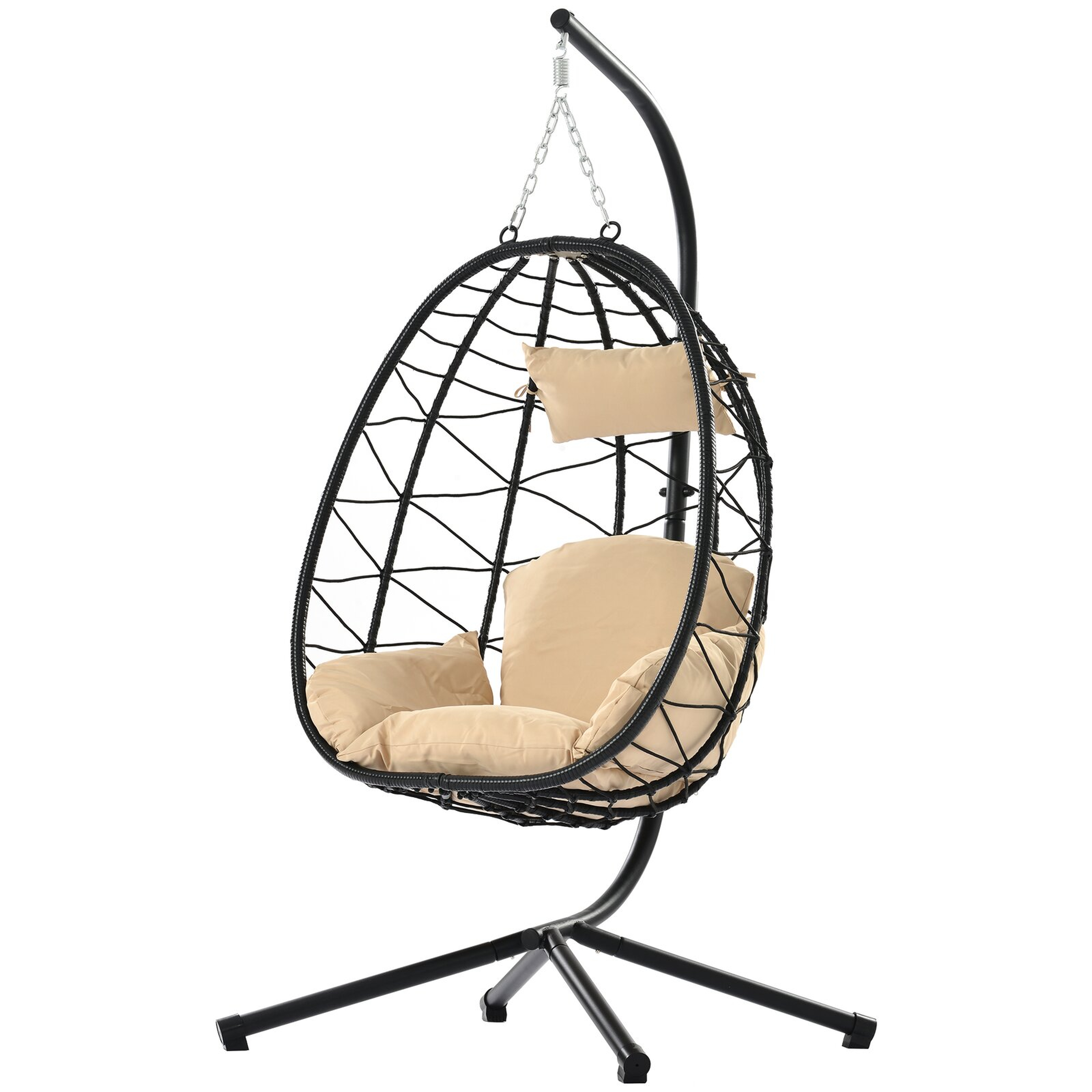 Egg Chair With Stand Indoor Outdoor Swing Chair Patio Wicker Hanging Egg Chair Hanging Basket Chair Hammock Chair With Stand For Bedroom Living Room Balcony - Wayfair